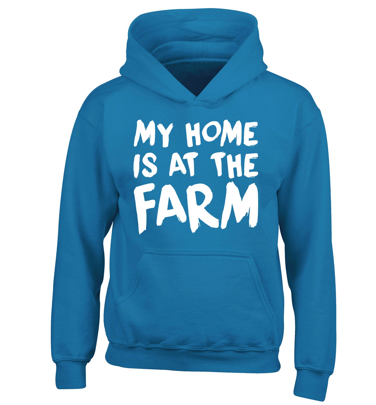 My home is at the farm children's blue hoodie 12-14 Years
