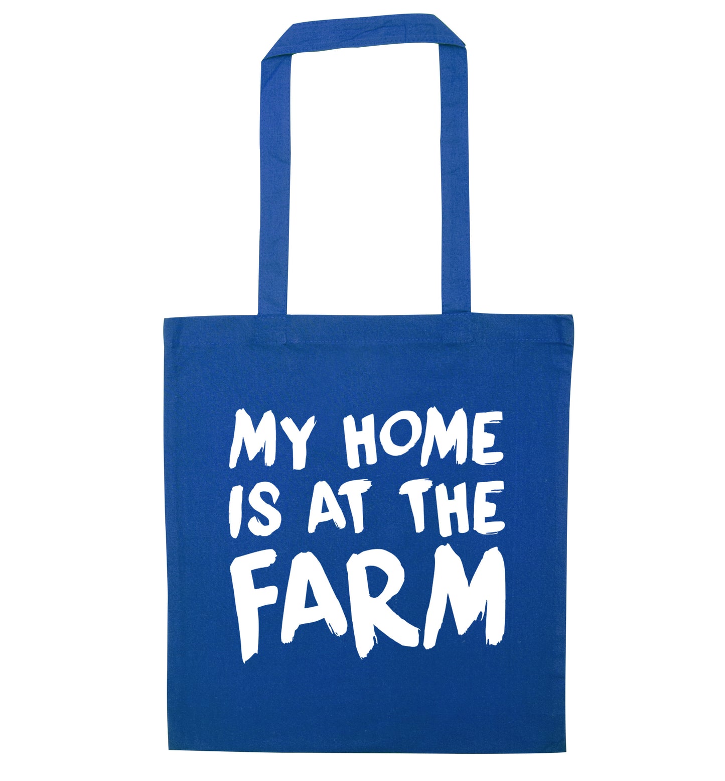 My home is at the farm blue tote bag