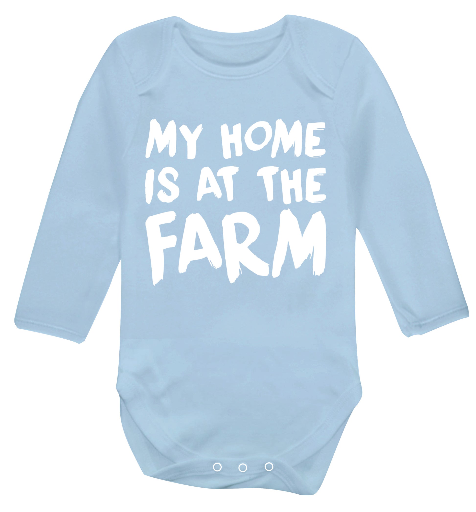 My home is at the farm Baby Vest long sleeved pale blue 6-12 months
