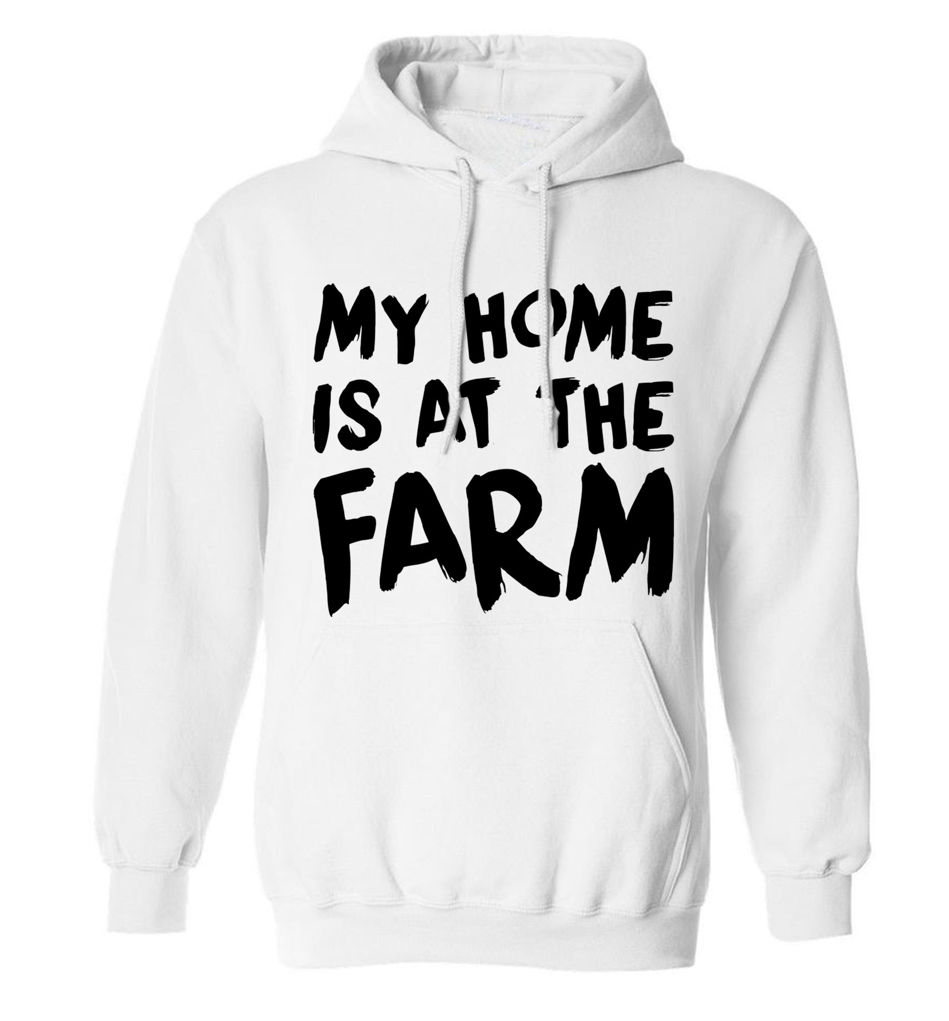 My home is at the farm adults unisex white hoodie 2XL
