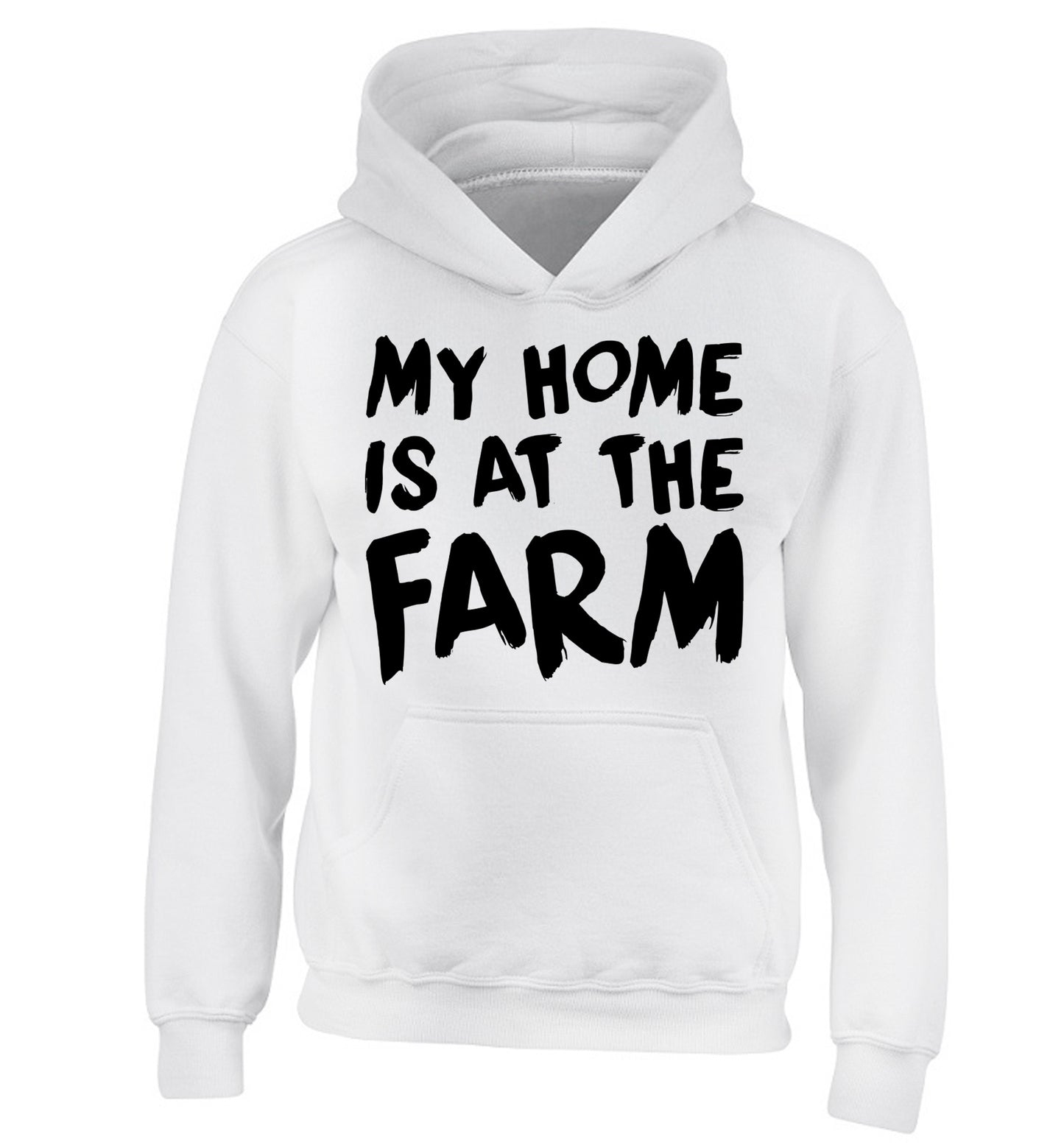 My home is at the farm children's white hoodie 12-14 Years
