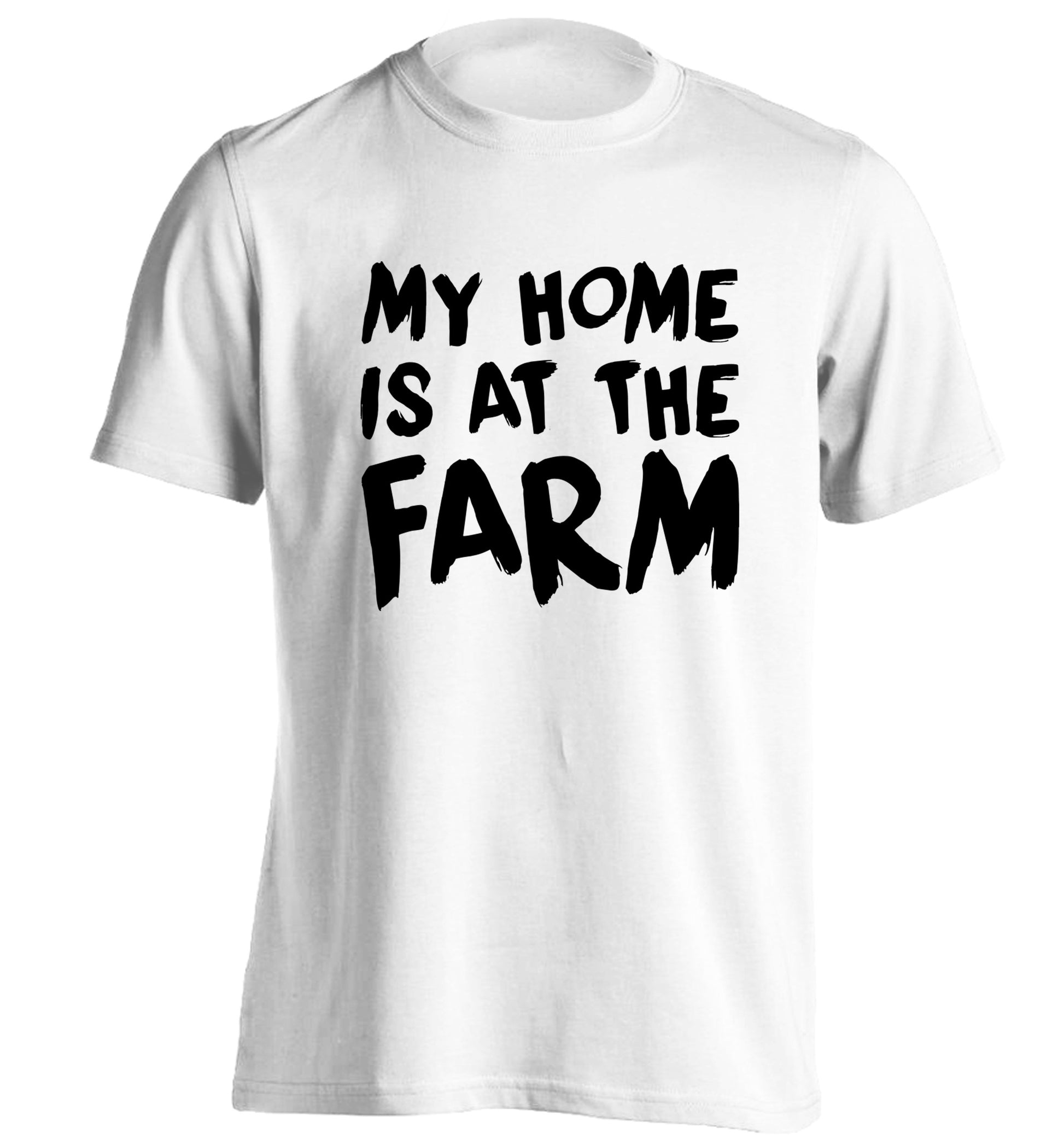 My home is at the farm adults unisex white Tshirt 2XL