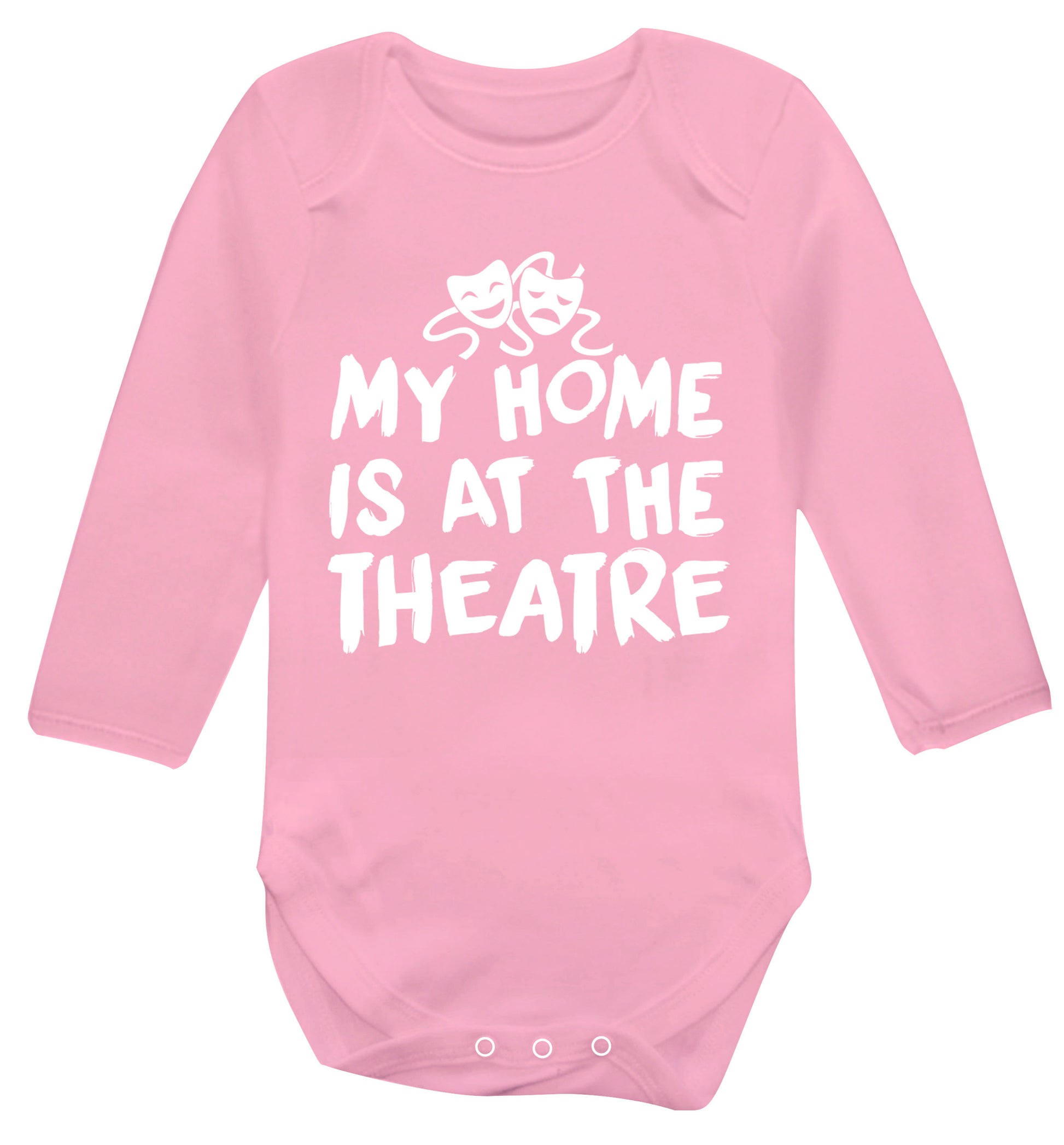 My home is at the theatre Baby Vest long sleeved pale pink 6-12 months