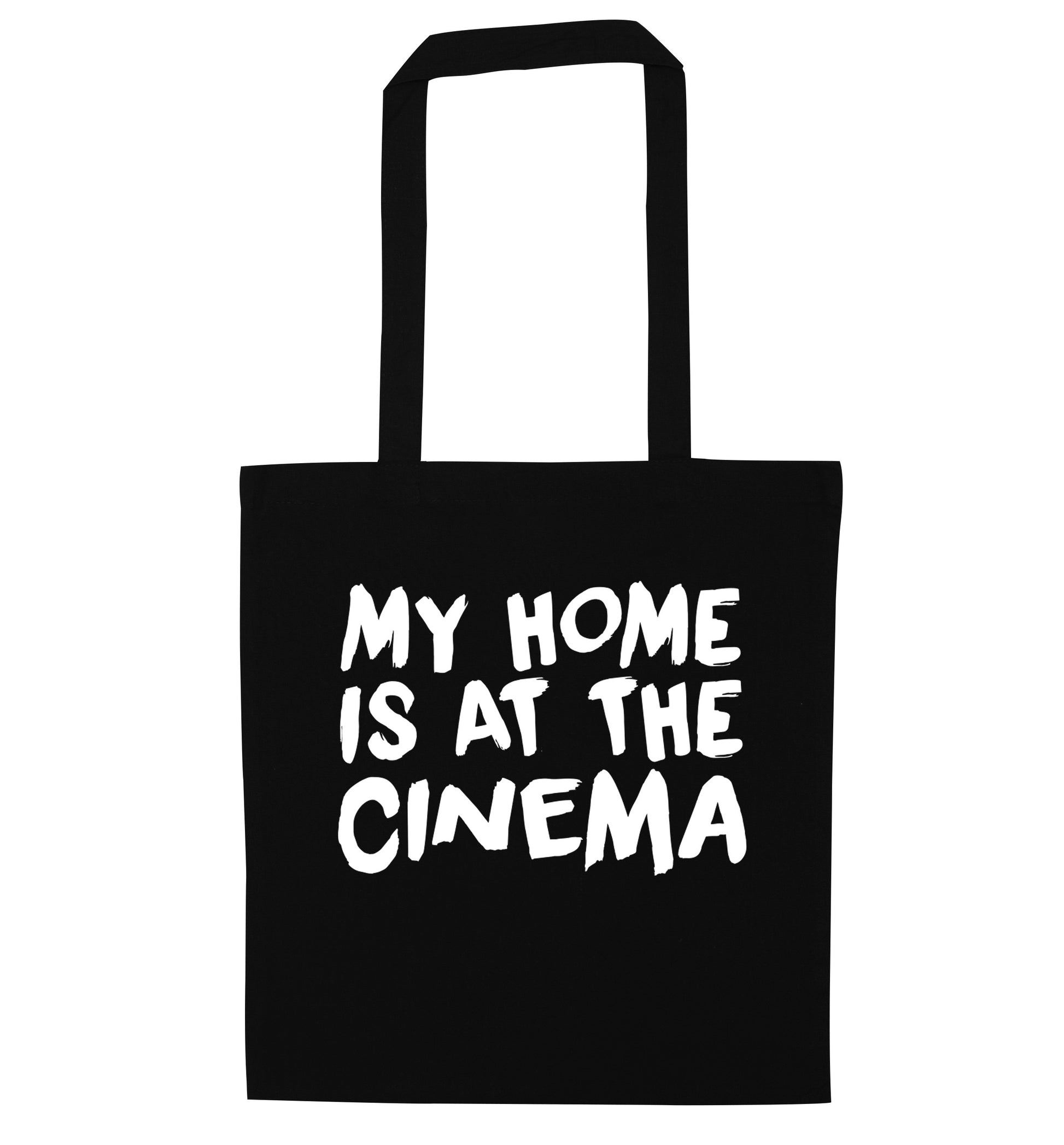 My home is at the cinema black tote bag
