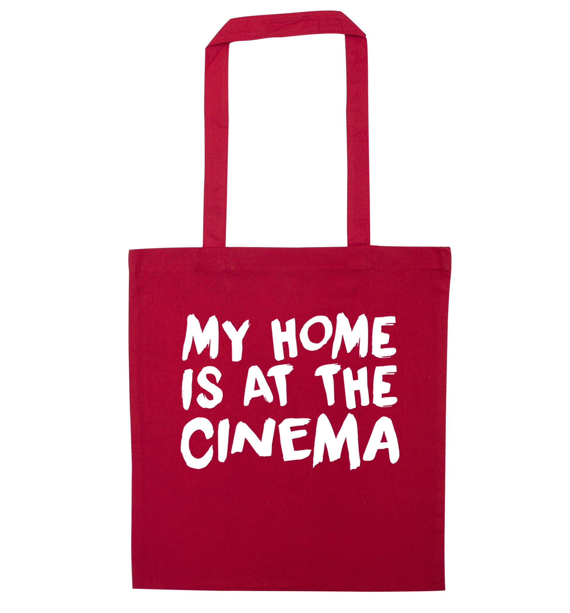 My home is at the cinema red tote bag
