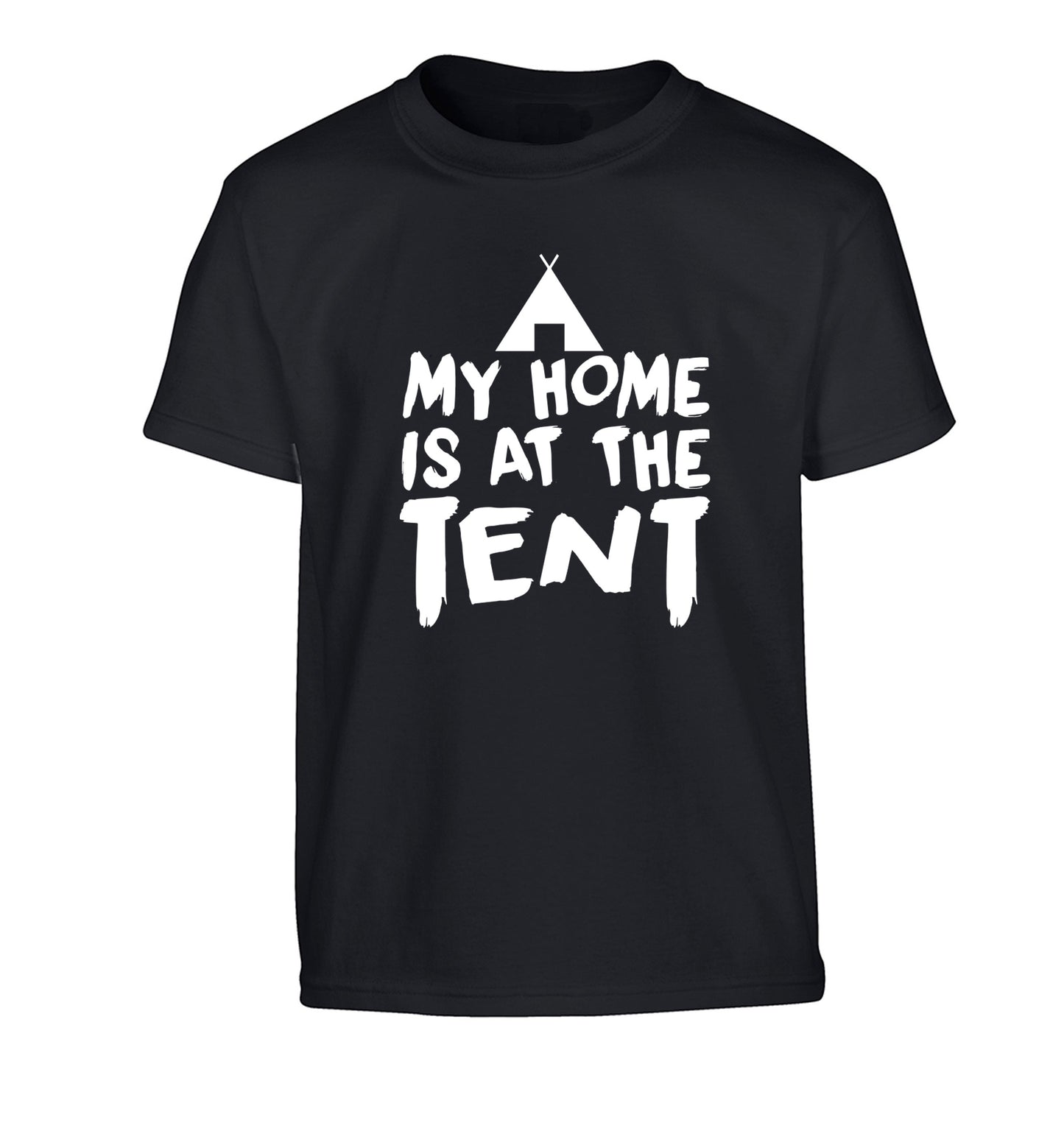 My home is at the tent Children's black Tshirt 12-14 Years