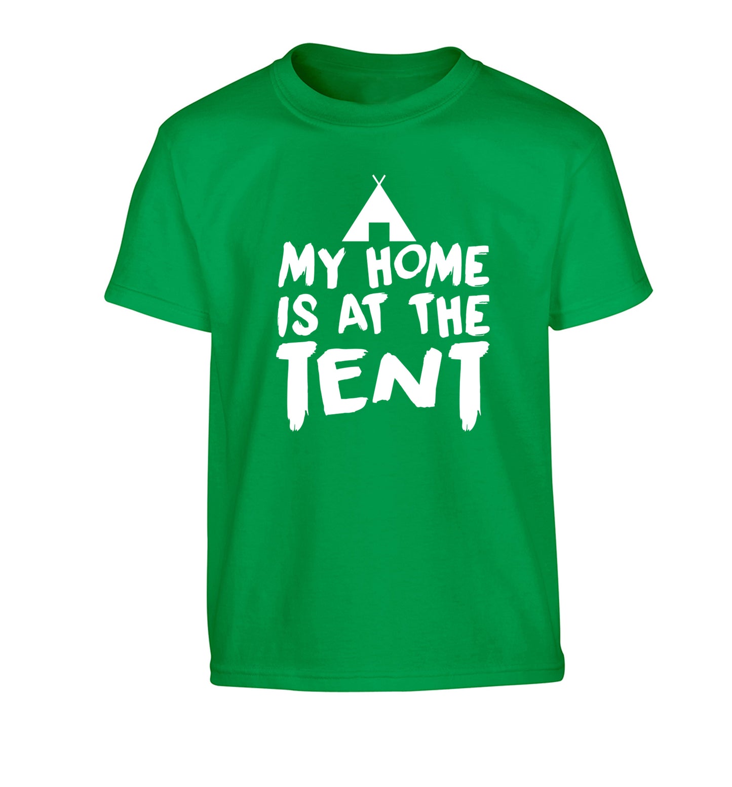 My home is at the tent Children's green Tshirt 12-14 Years