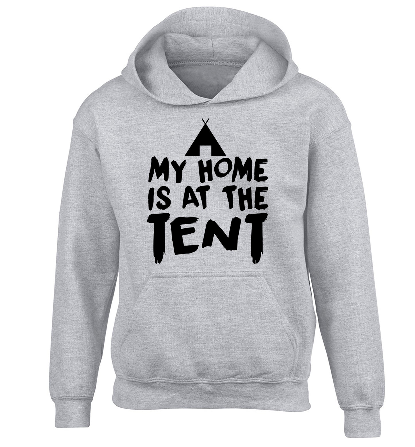 My home is at the tent children's grey hoodie 12-14 Years