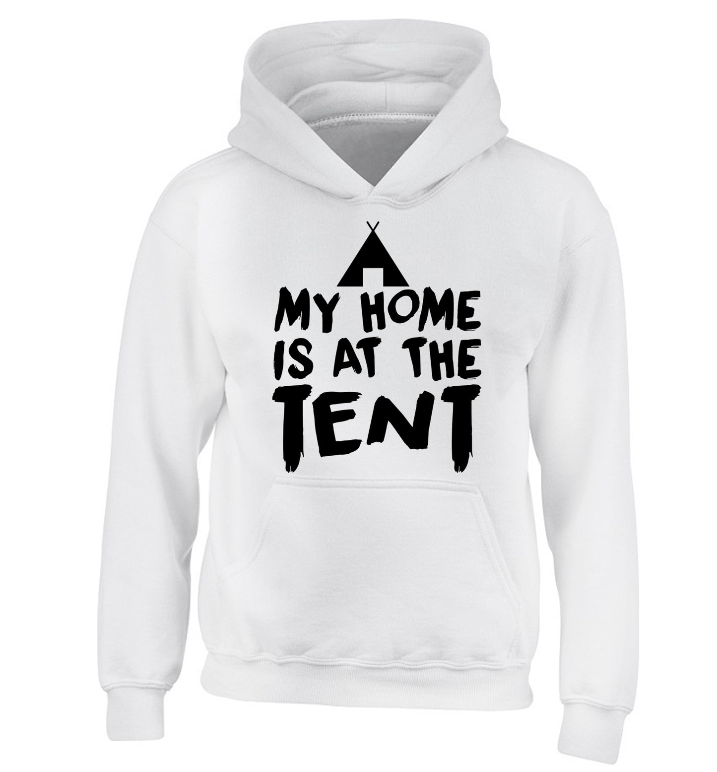 My home is at the tent children's white hoodie 12-14 Years