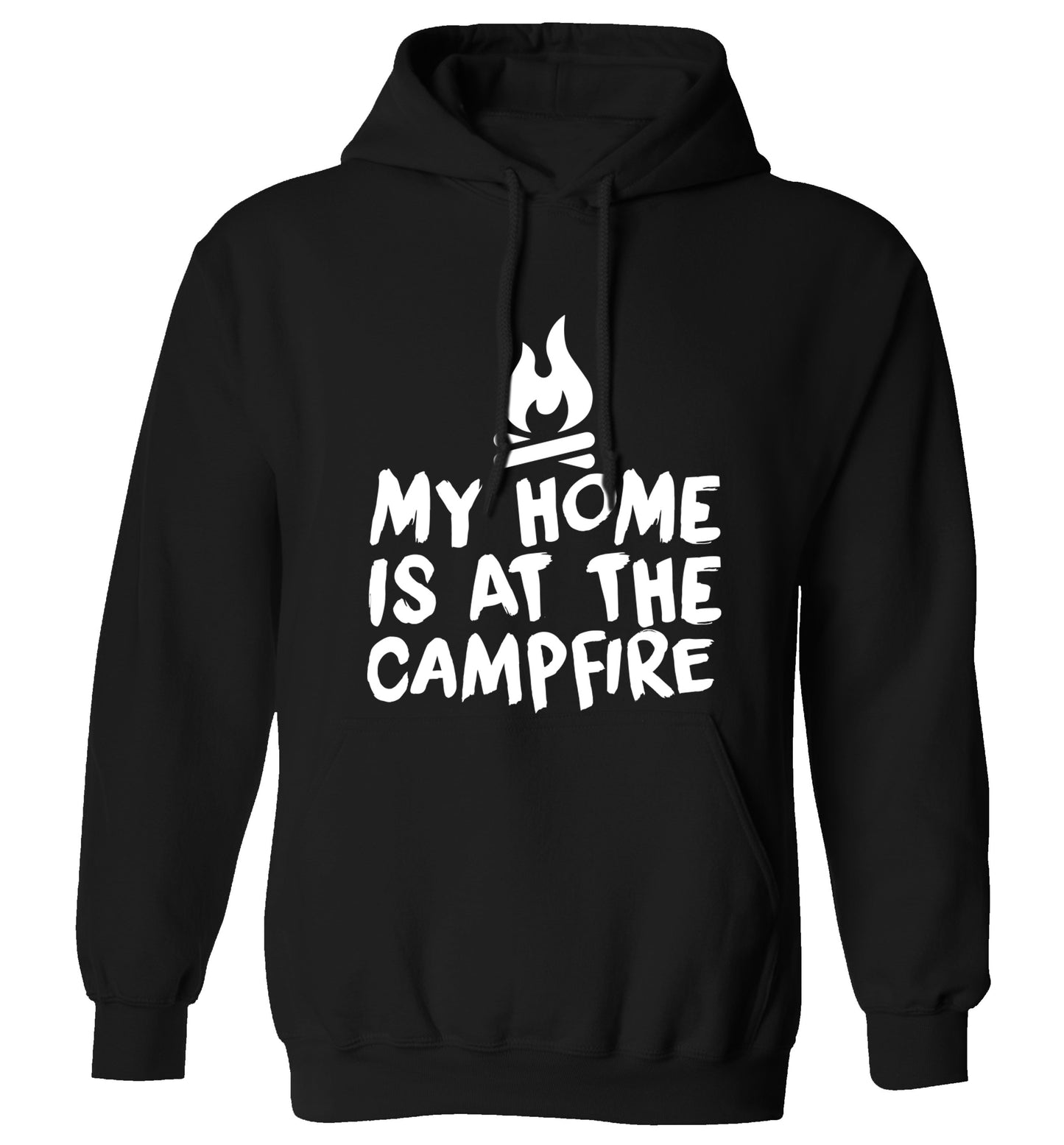 My home is at the campfire adults unisex black hoodie 2XL