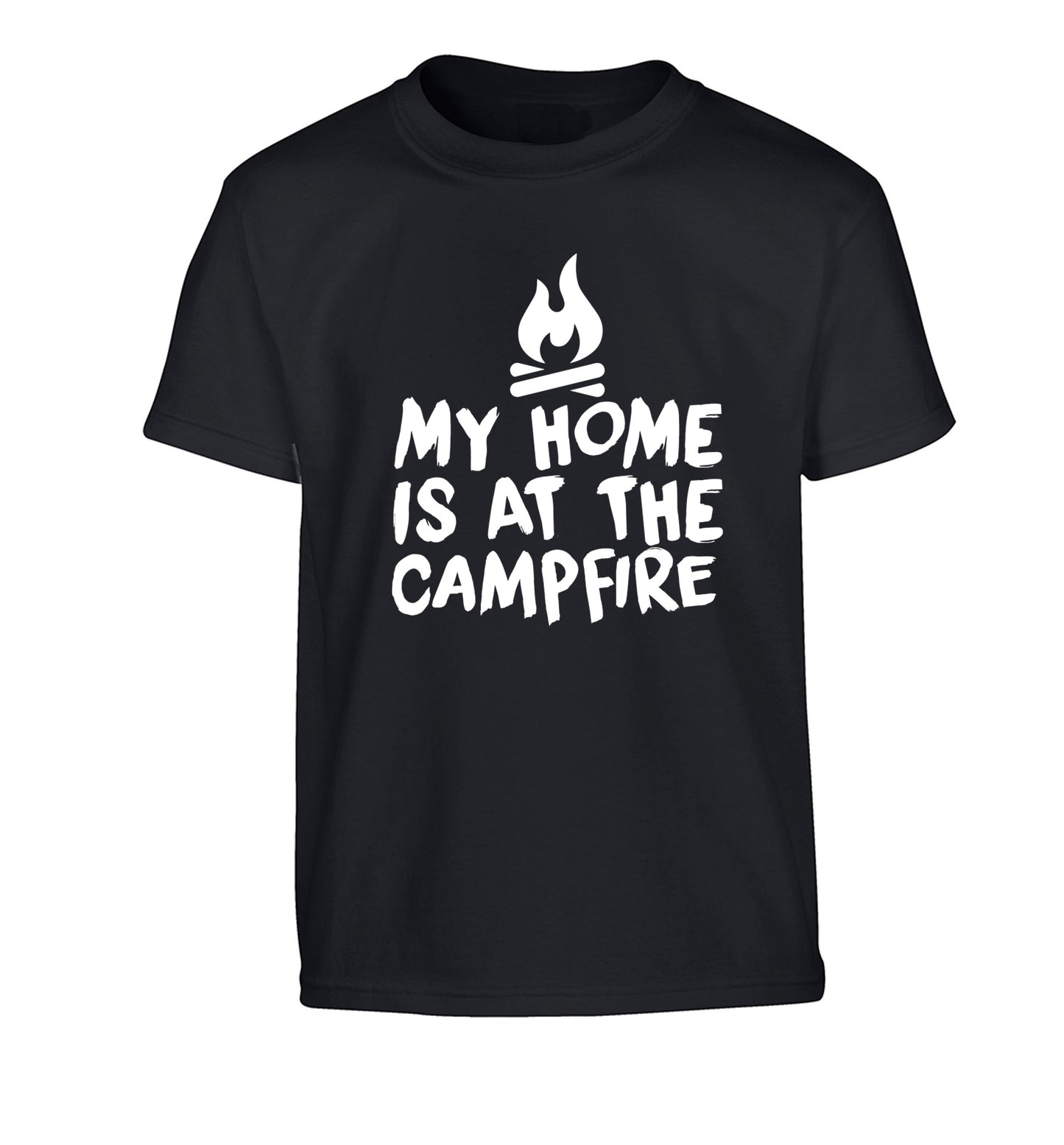 My home is at the campfire Children's black Tshirt 12-14 Years
