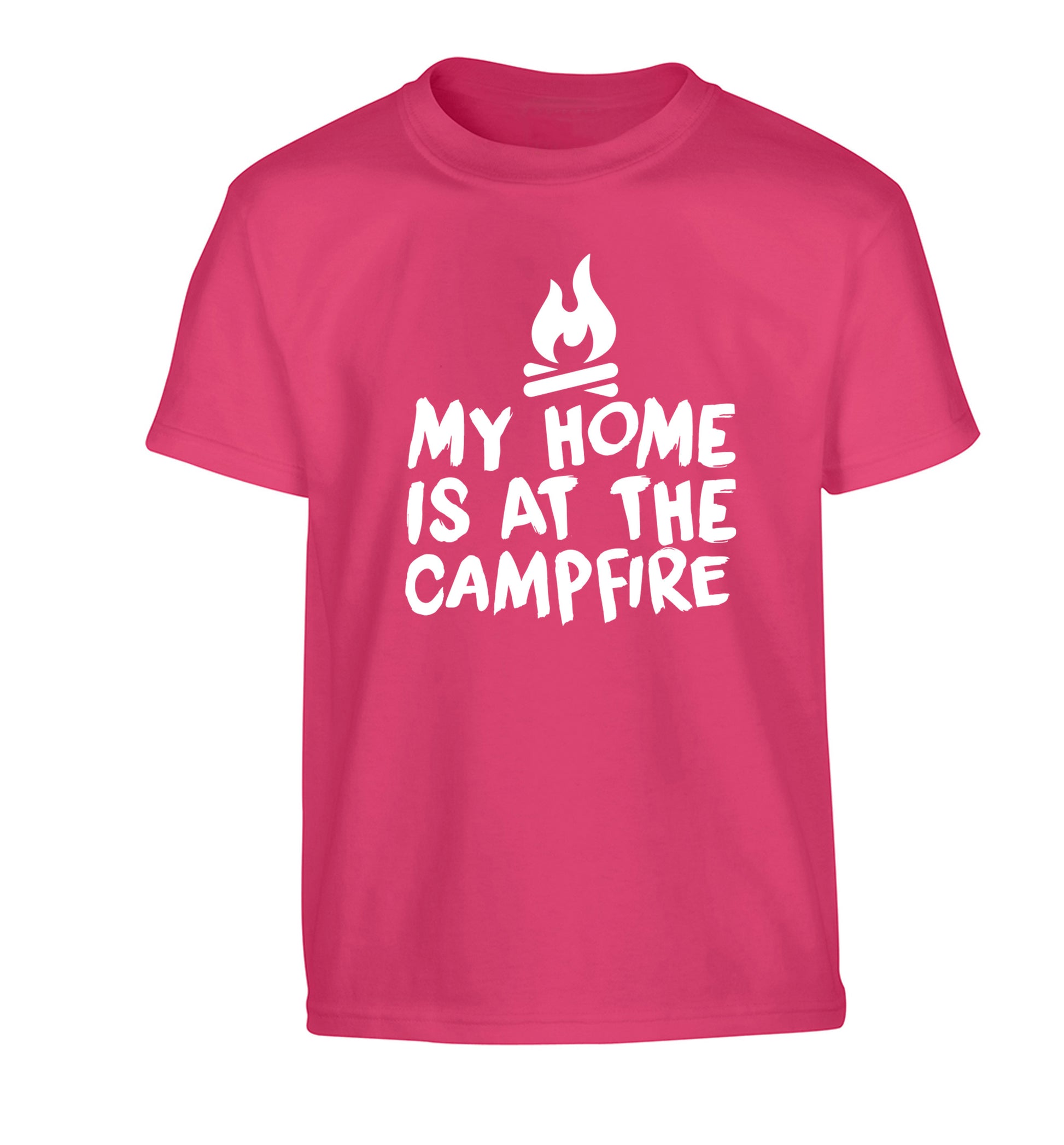 My home is at the campfire Children's pink Tshirt 12-14 Years