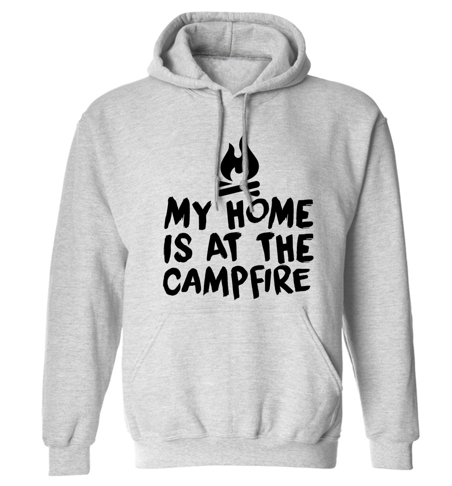 My home is at the campfire adults unisex grey hoodie 2XL