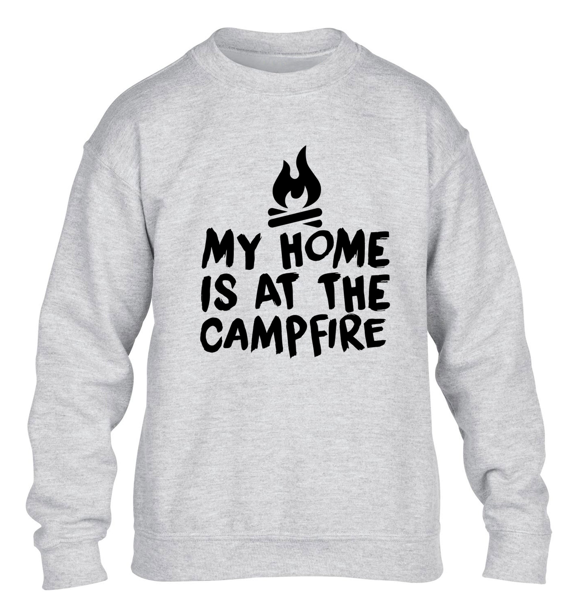 My home is at the campfire children's grey sweater 12-14 Years