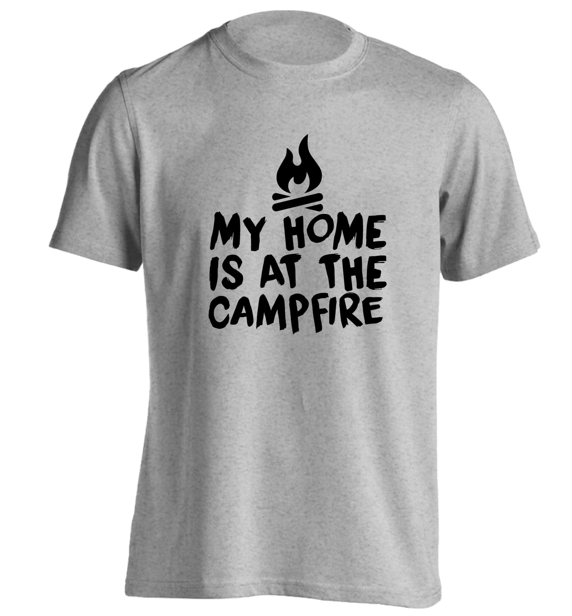 My home is at the campfire adults unisex grey Tshirt 2XL
