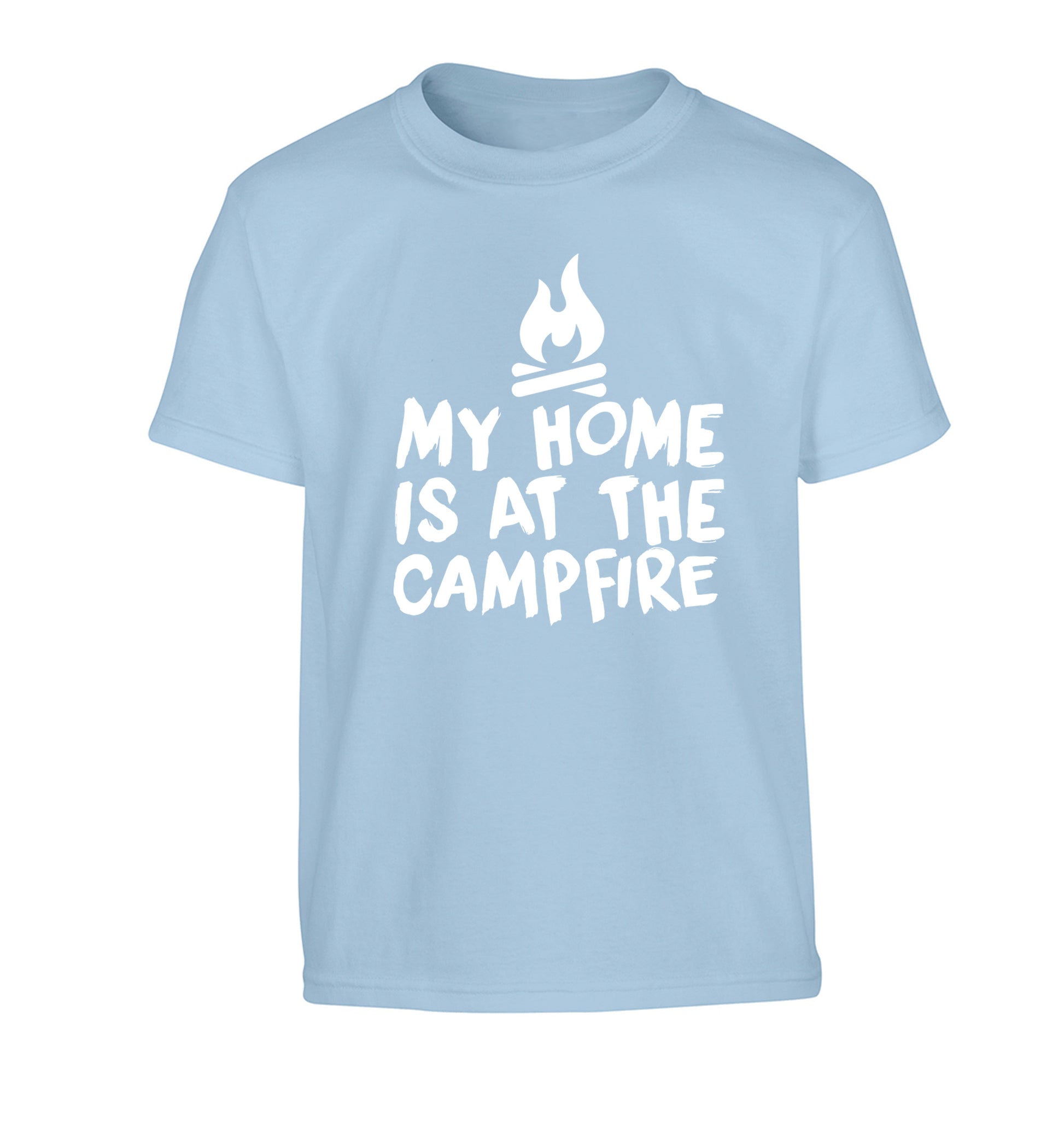 My home is at the campfire Children's light blue Tshirt 12-14 Years