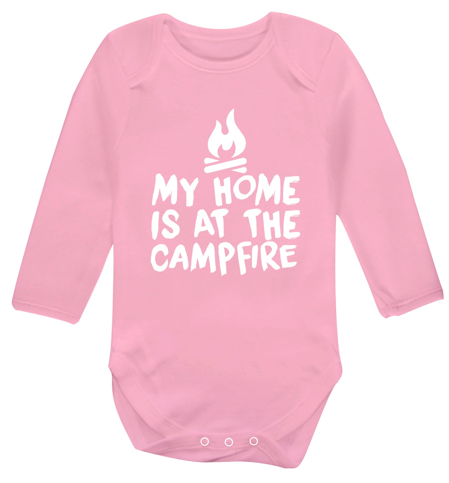 My home is at the campfire Baby Vest long sleeved pale pink 6-12 months