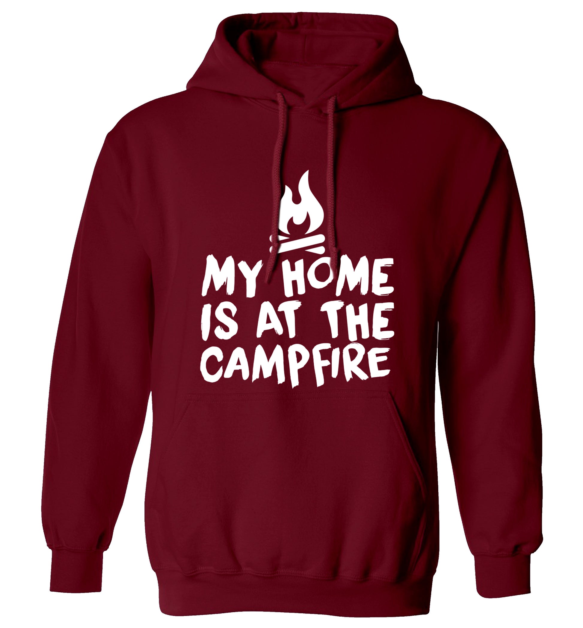 My home is at the campfire adults unisex maroon hoodie 2XL
