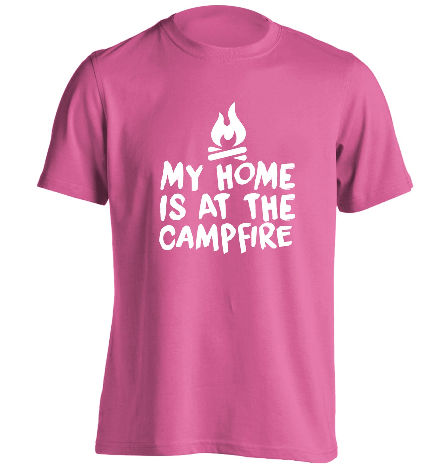 My home is at the campfire adults unisex pink Tshirt 2XL