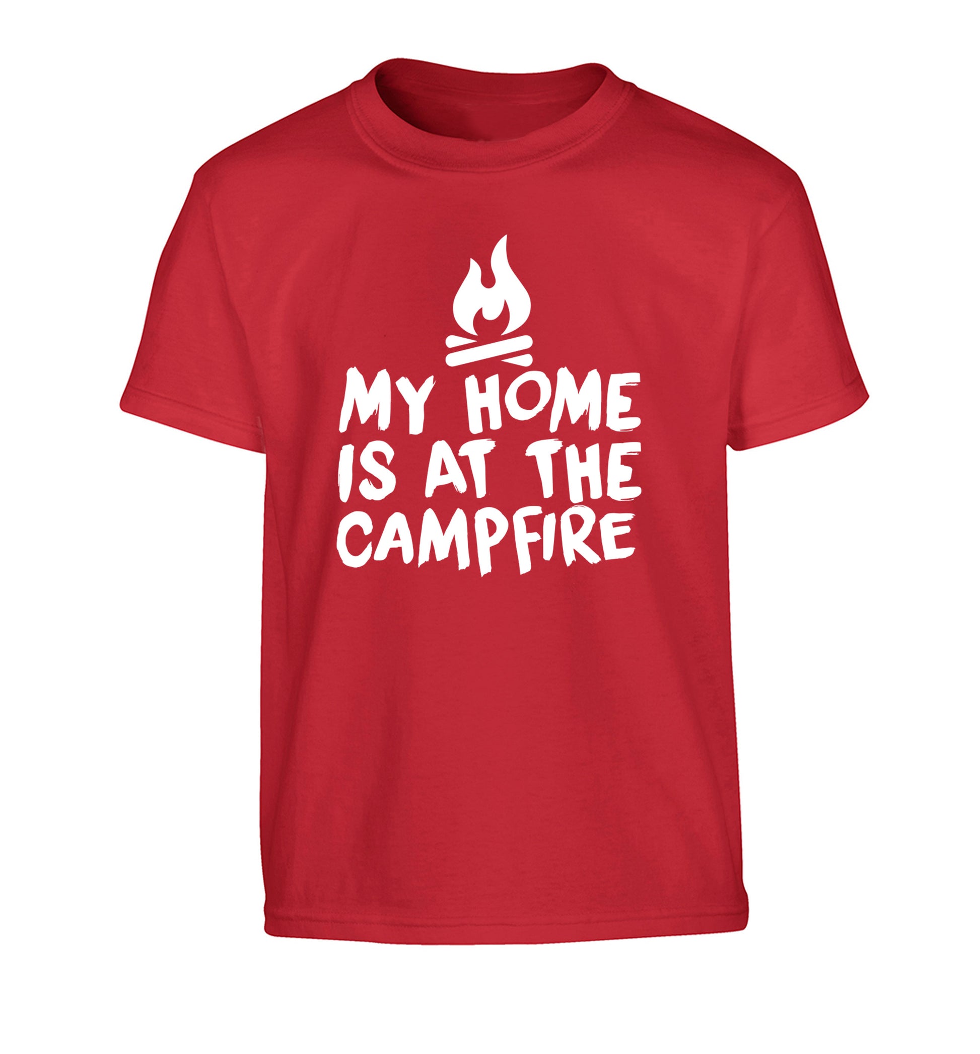 My home is at the campfire Children's red Tshirt 12-14 Years