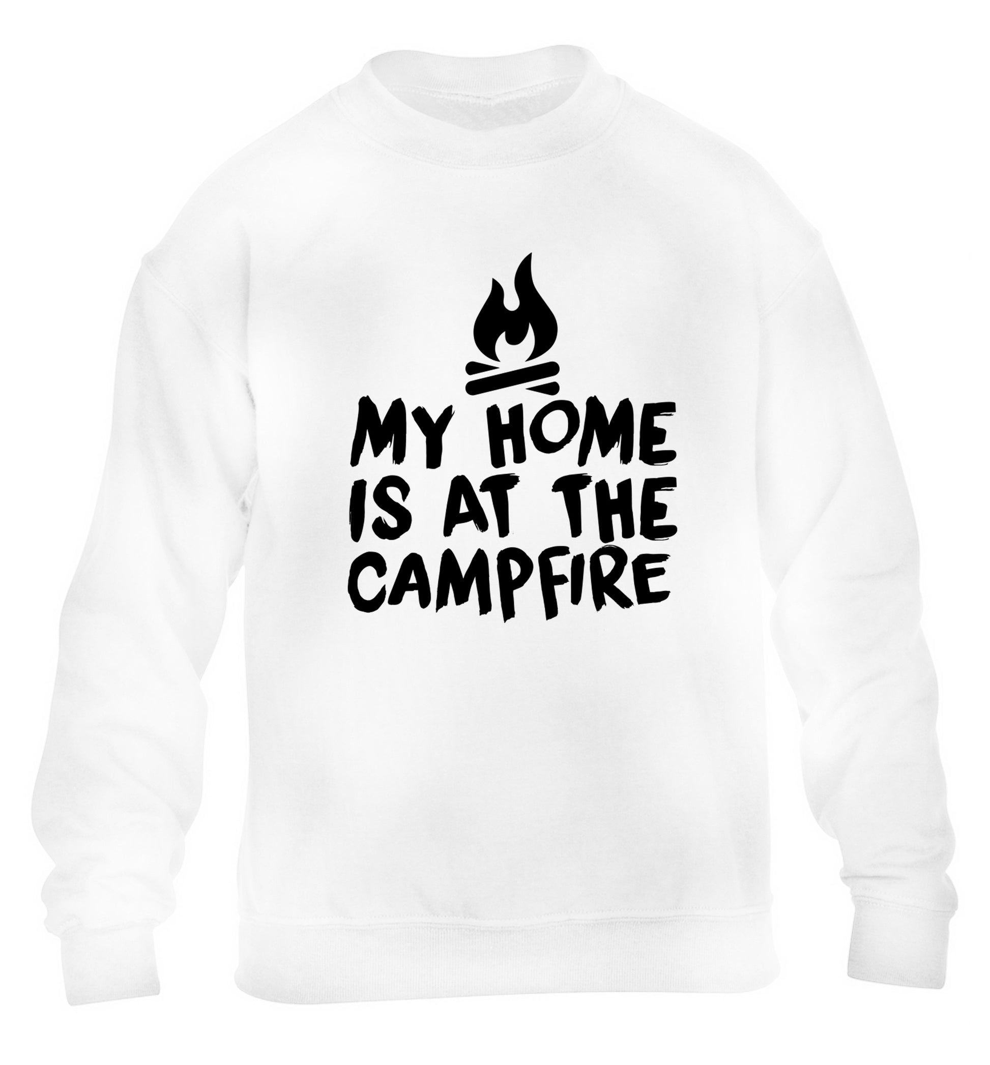 My home is at the campfire children's white sweater 12-14 Years
