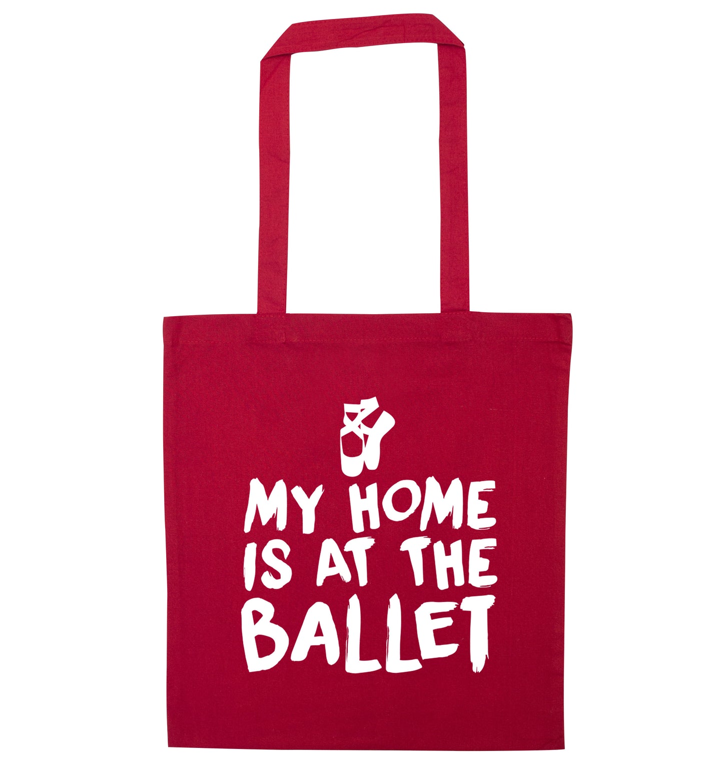 My home is at the ballet red tote bag
