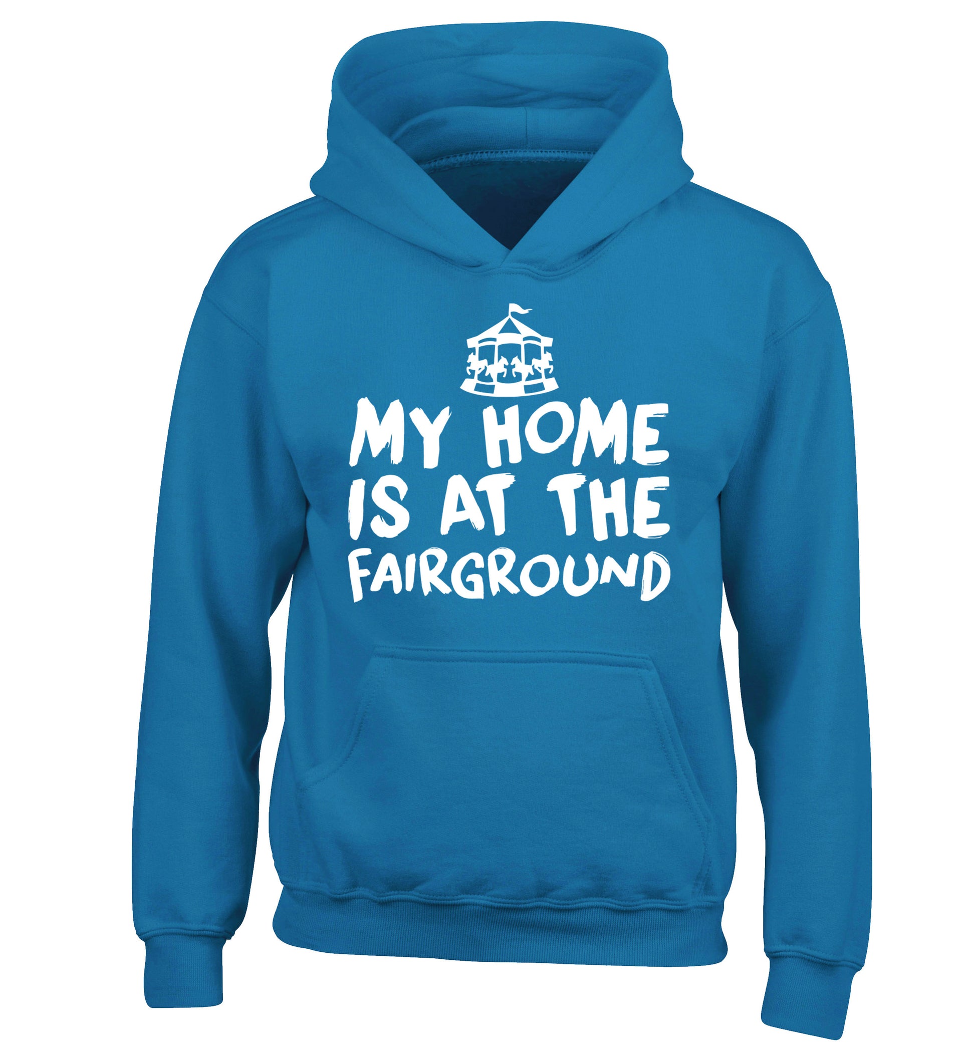 My home is at the fairground children's blue hoodie 12-14 Years