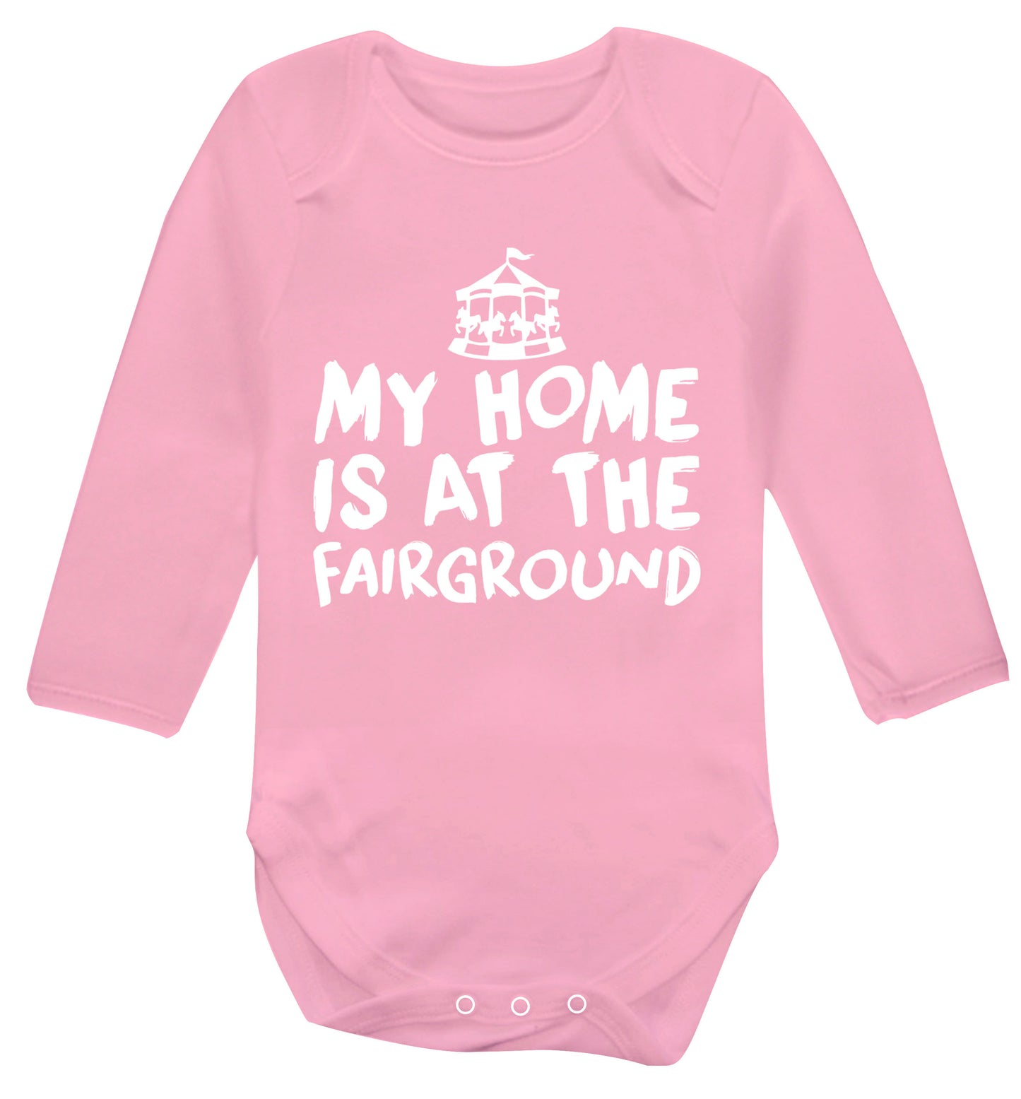 My home is at the fairground Baby Vest long sleeved pale pink 6-12 months