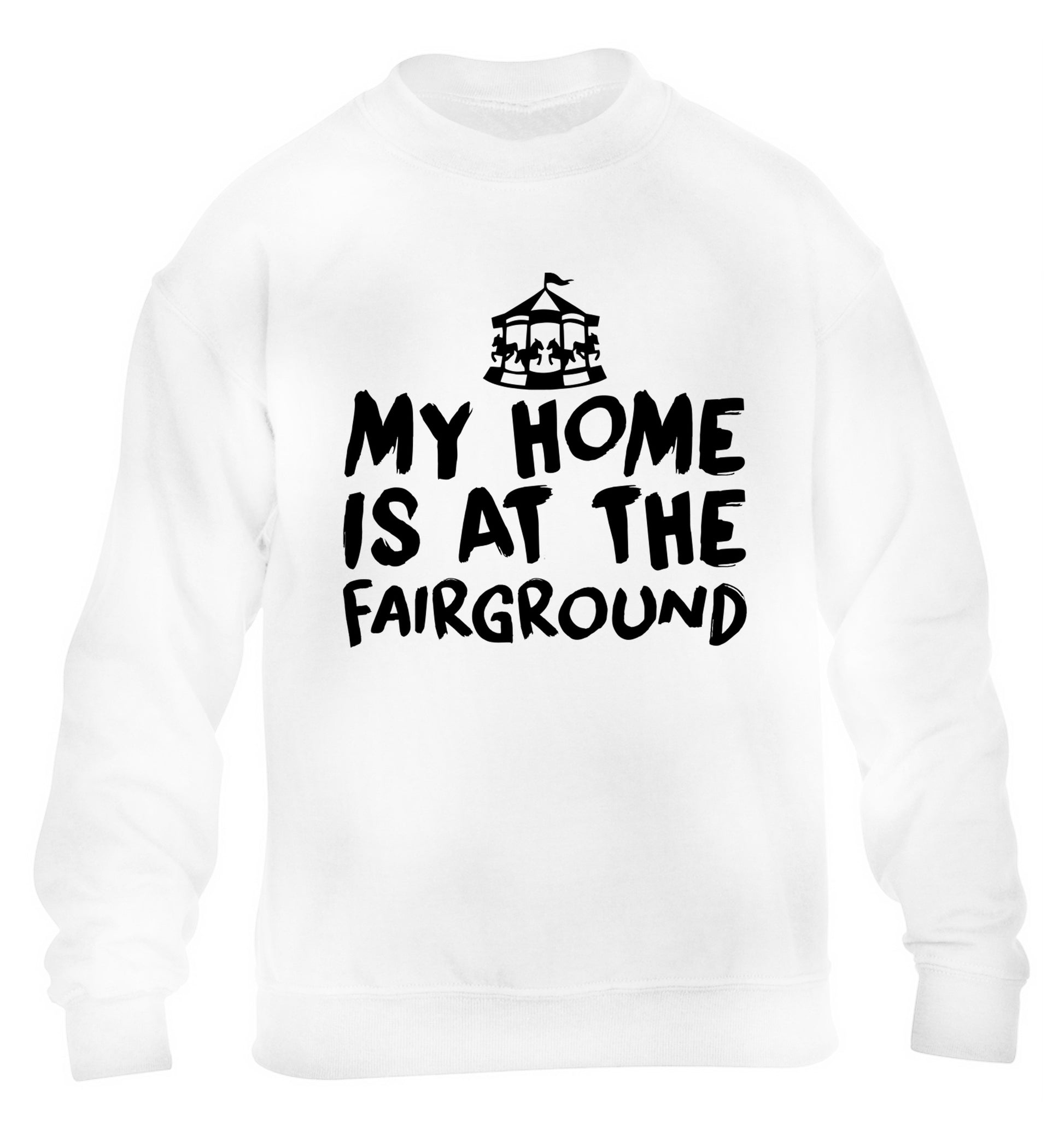 My home is at the fairground children's white sweater 12-14 Years