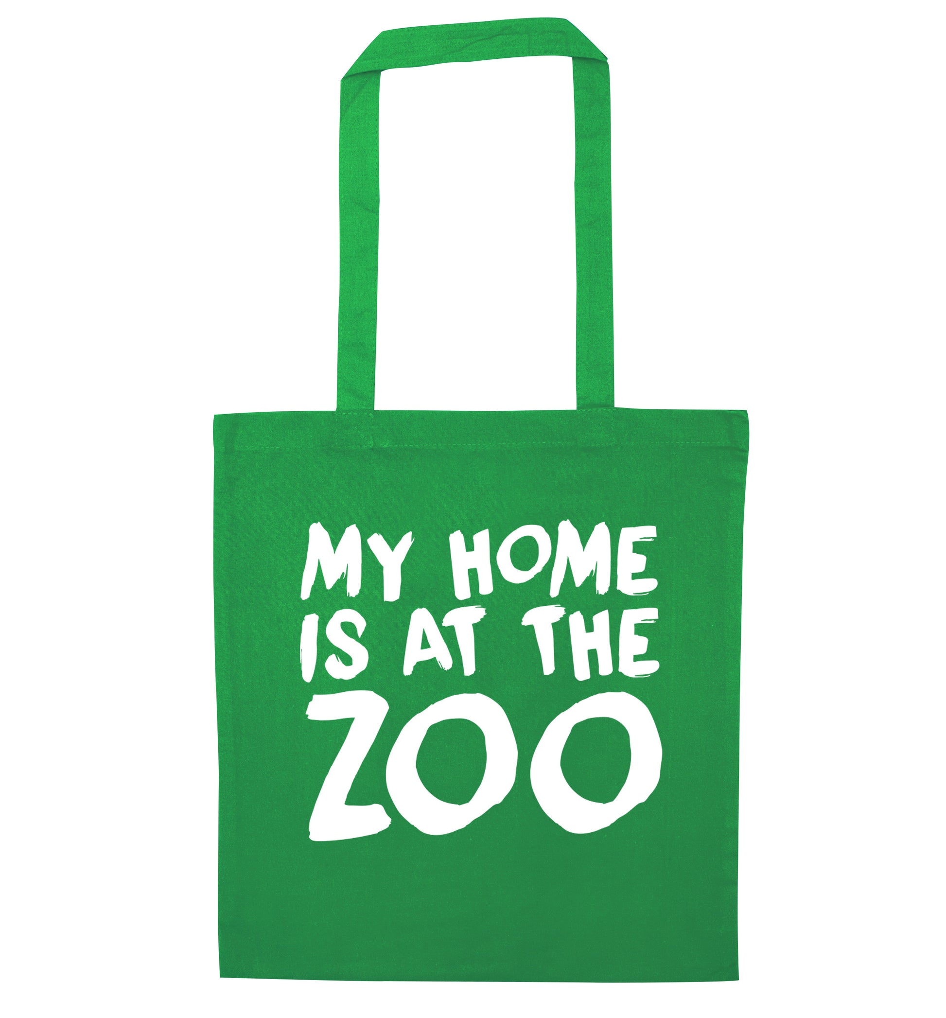 My home is at the zoo green tote bag