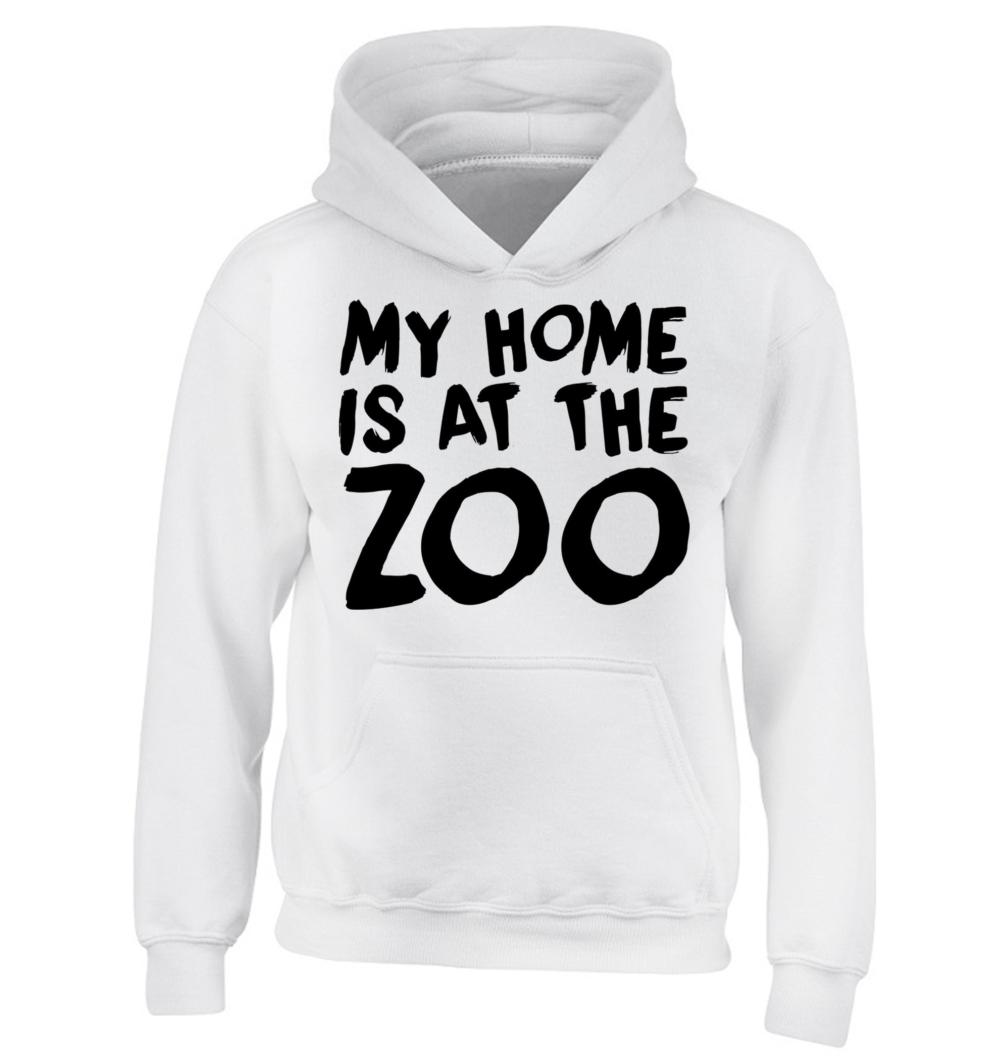 My home is at the zoo children's white hoodie 12-14 Years