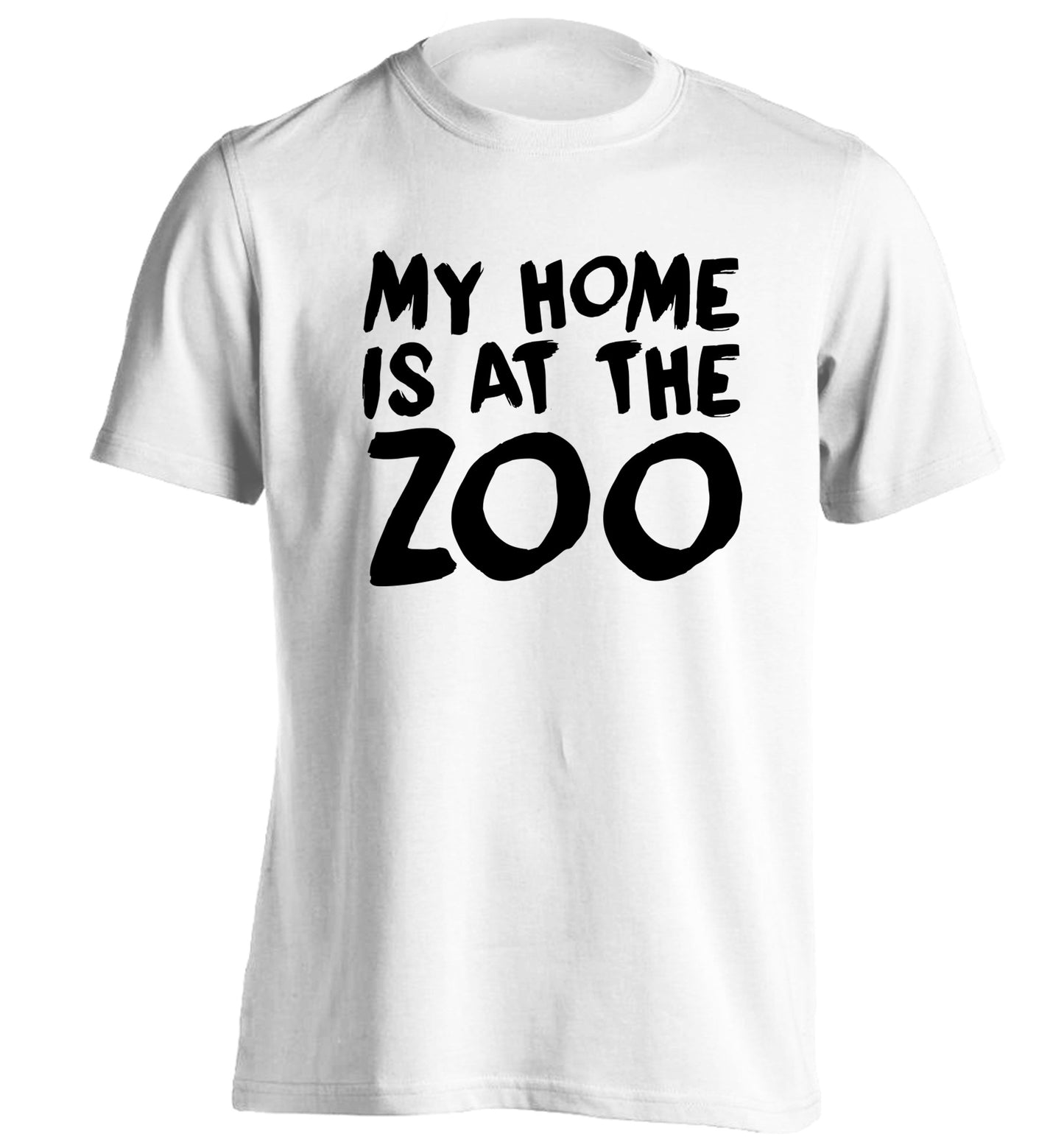 My home is at the zoo adults unisex white Tshirt 2XL