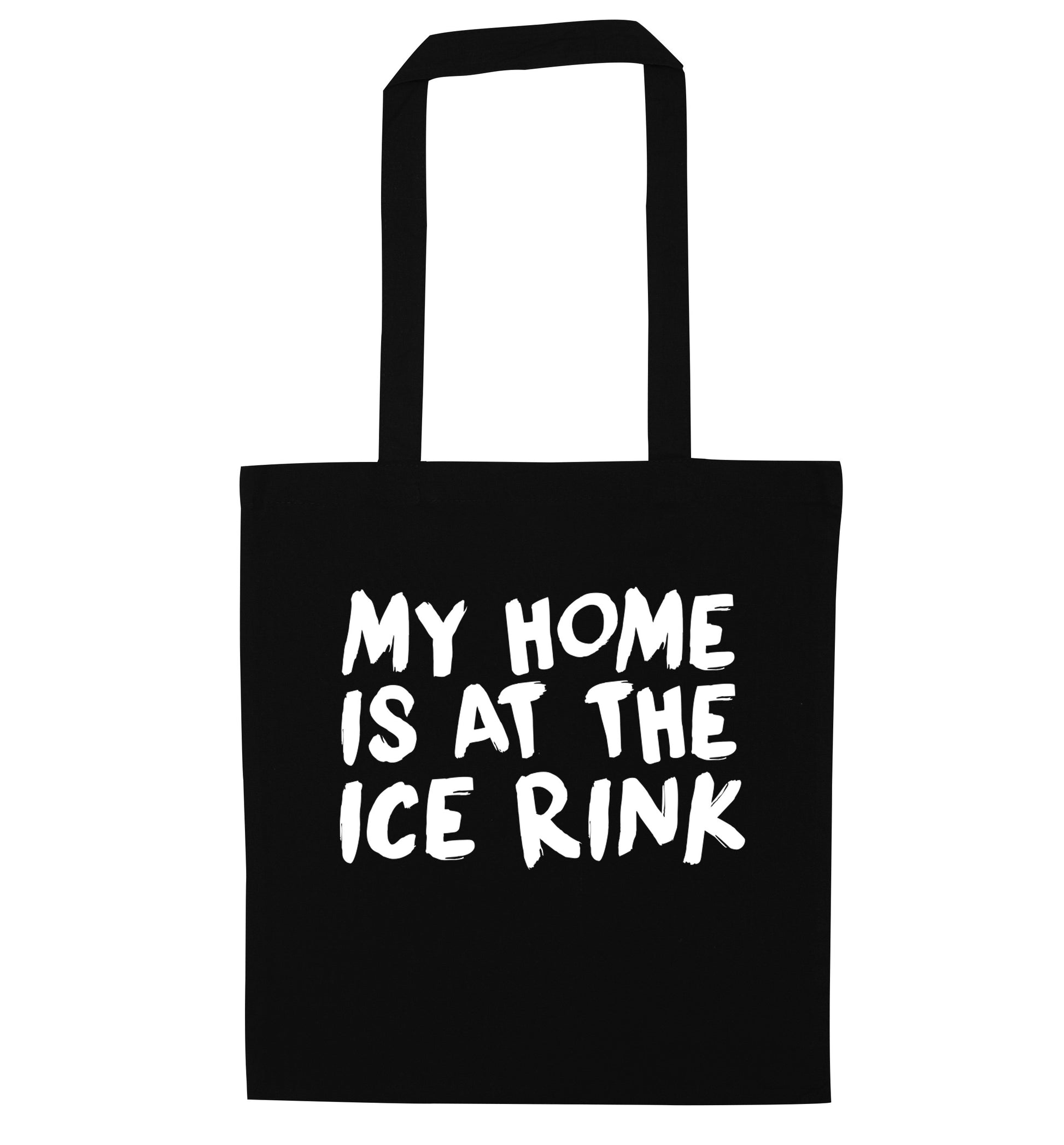 My home is at the ice rink black tote bag