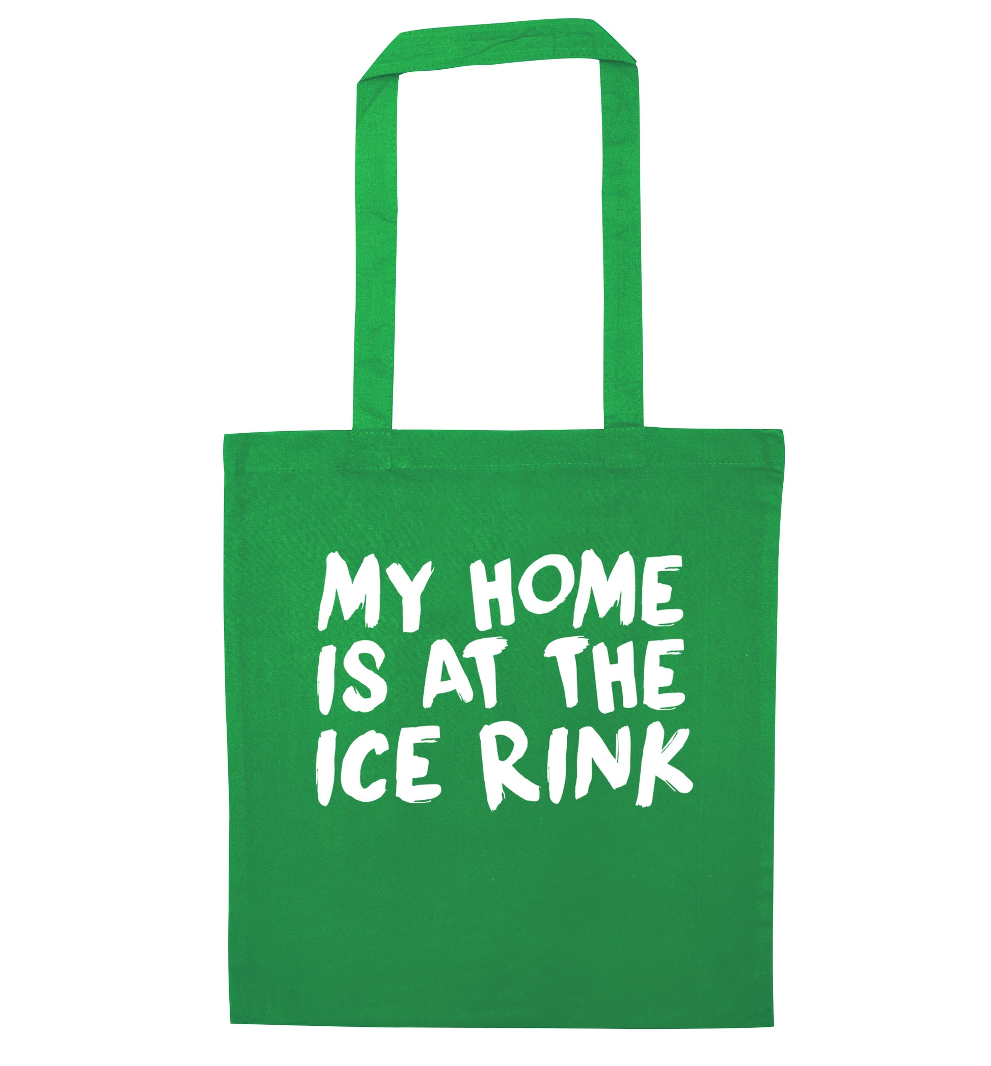 My home is at the ice rink green tote bag