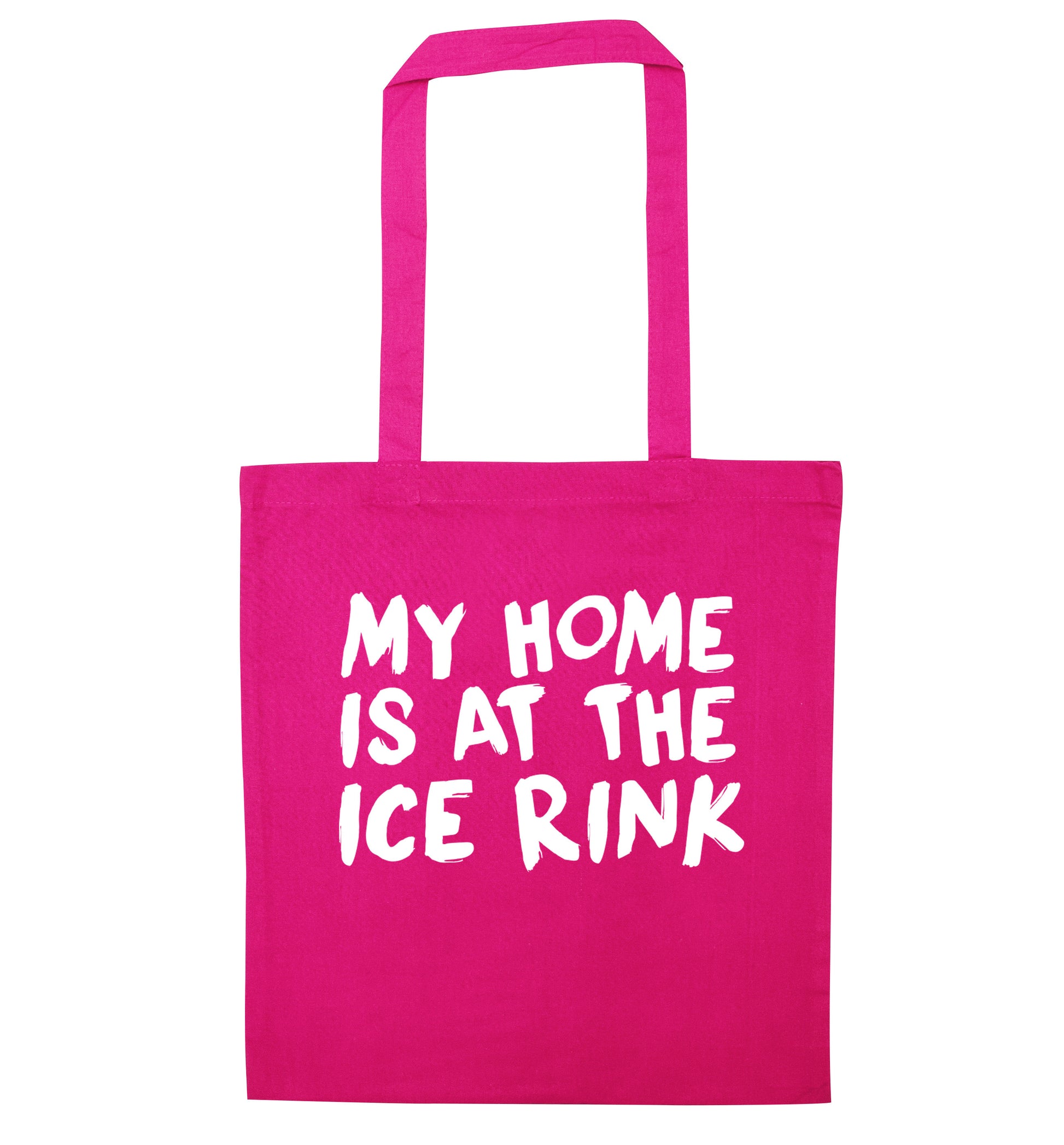 My home is at the ice rink pink tote bag