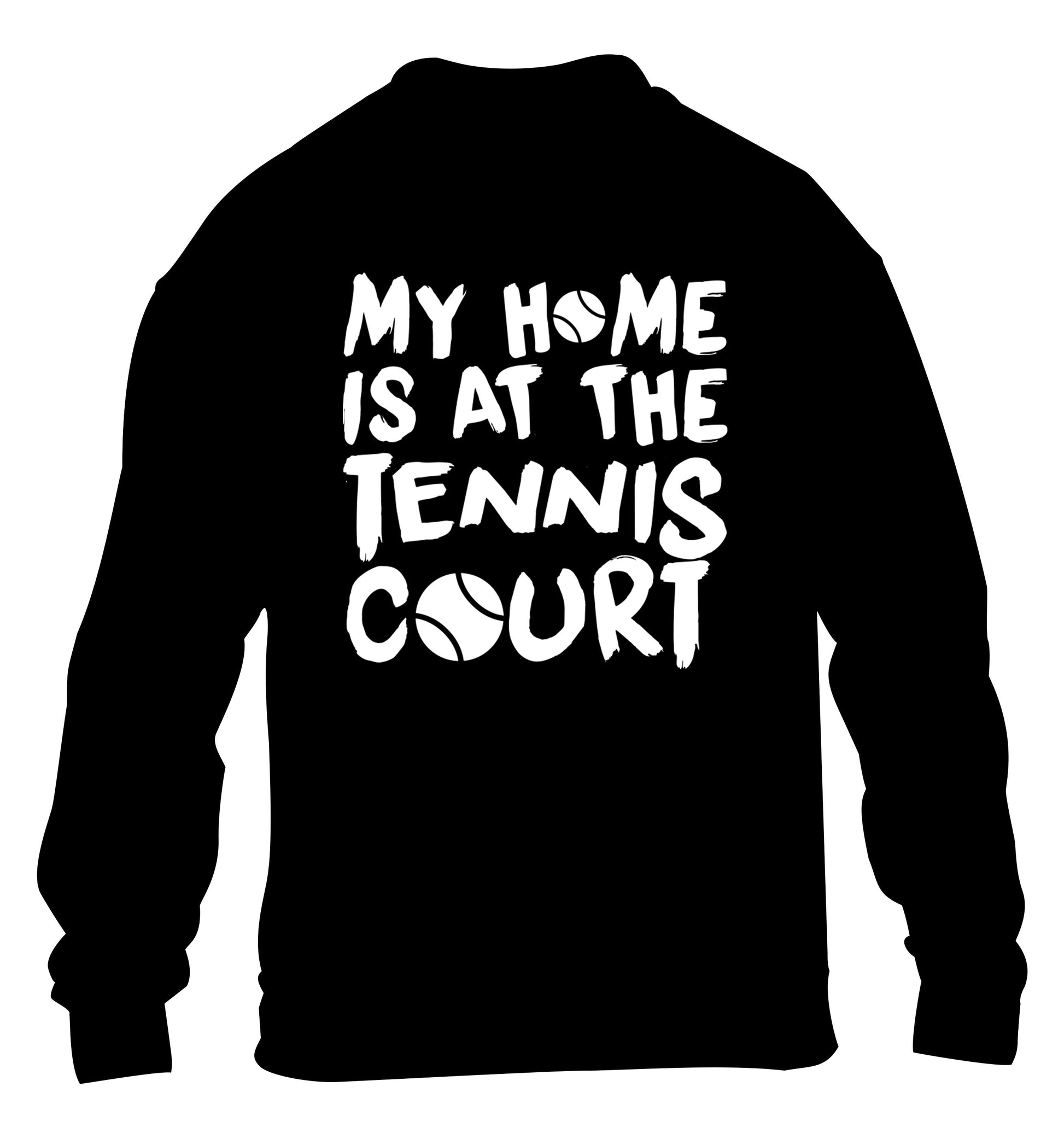 My home is at the tennis court children's black sweater 12-14 Years