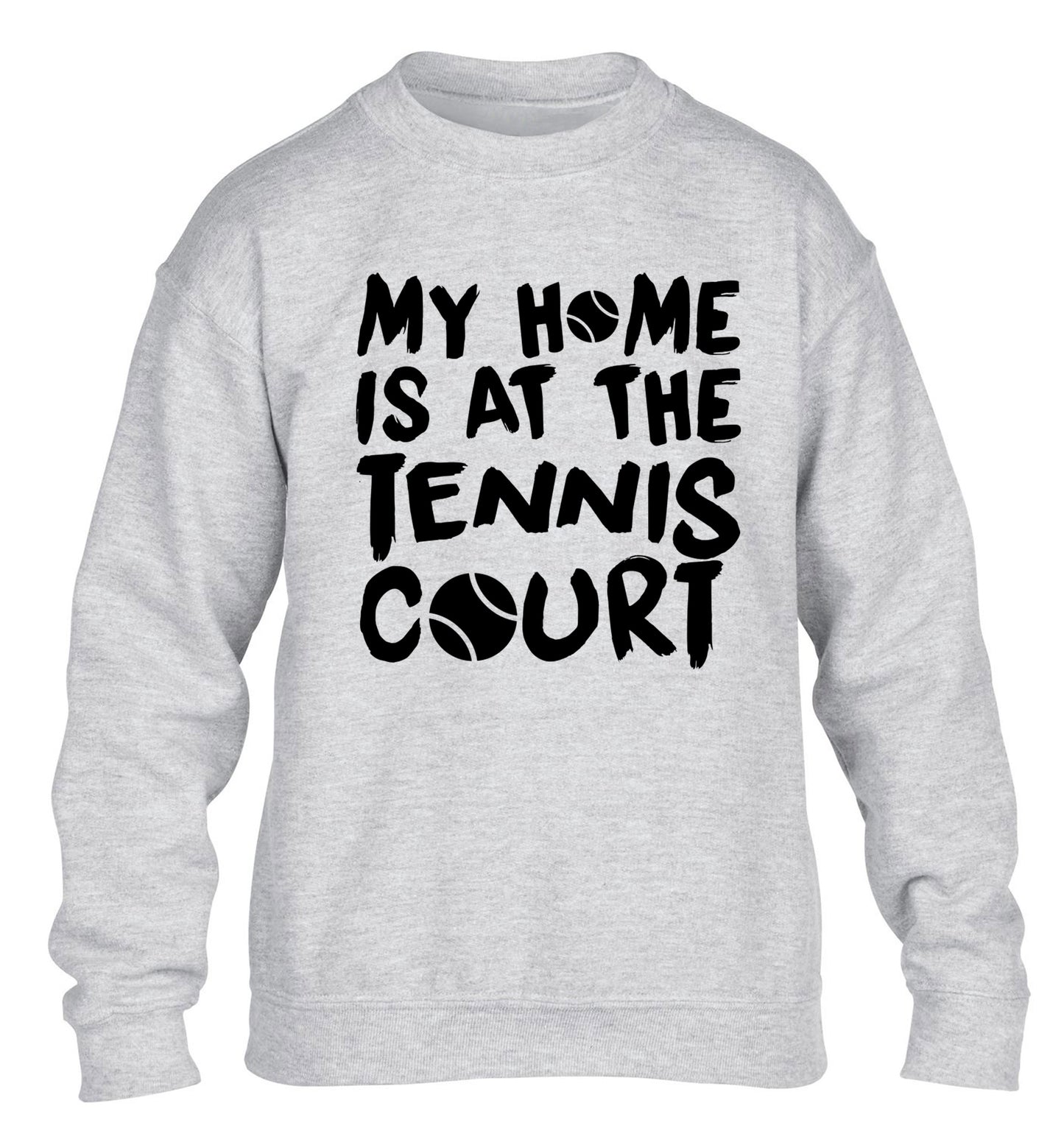 My home is at the tennis court children's grey sweater 12-14 Years