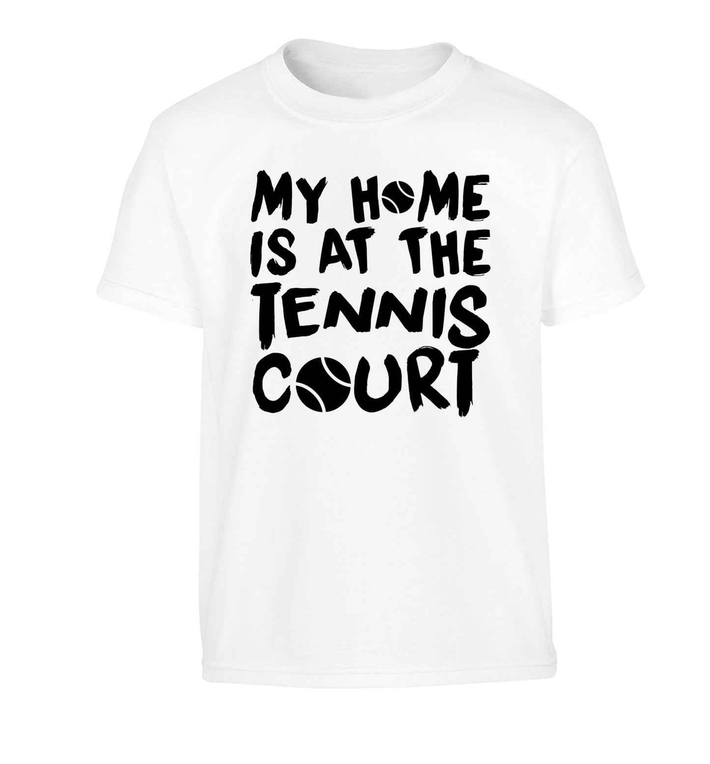 My home is at the tennis court Children's white Tshirt 12-14 Years