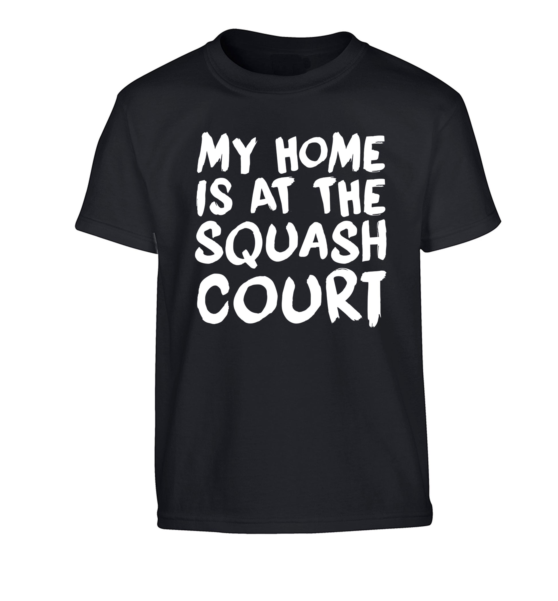 My home is at the squash court Children's black Tshirt 12-14 Years