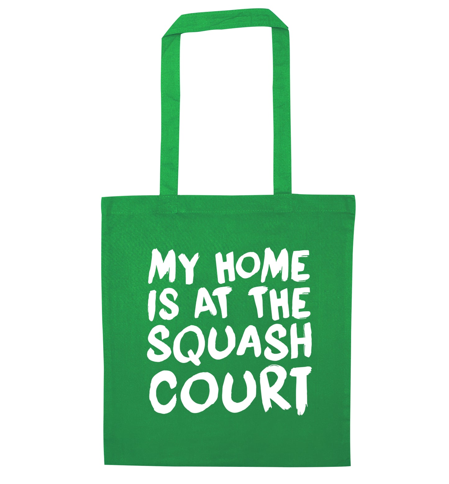 My home is at the squash court green tote bag