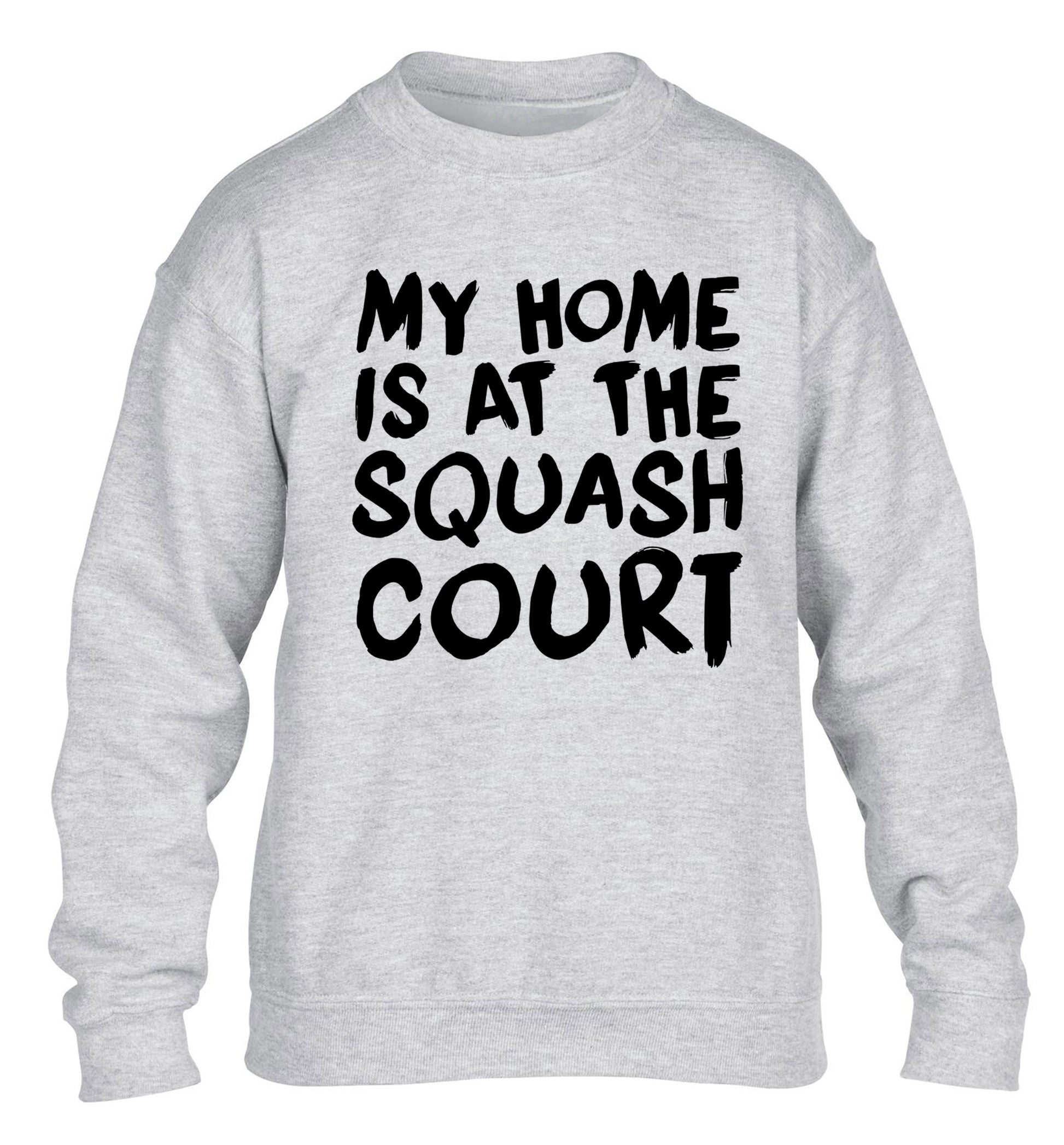 My home is at the squash court children's grey sweater 12-14 Years