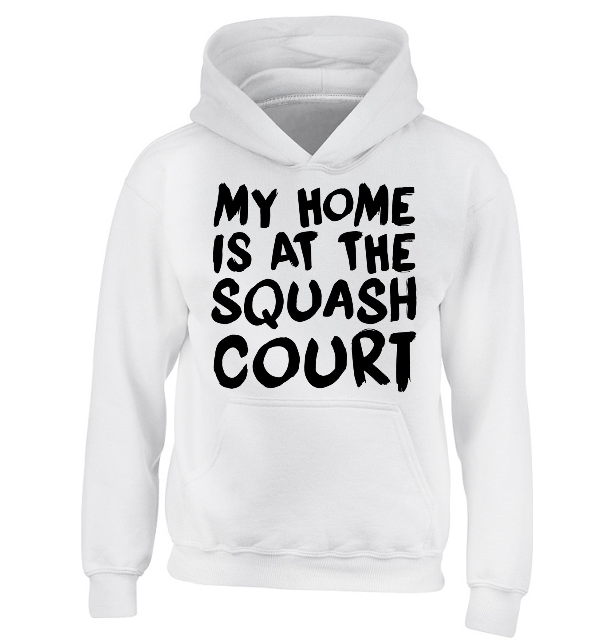 My home is at the squash court children's white hoodie 12-14 Years