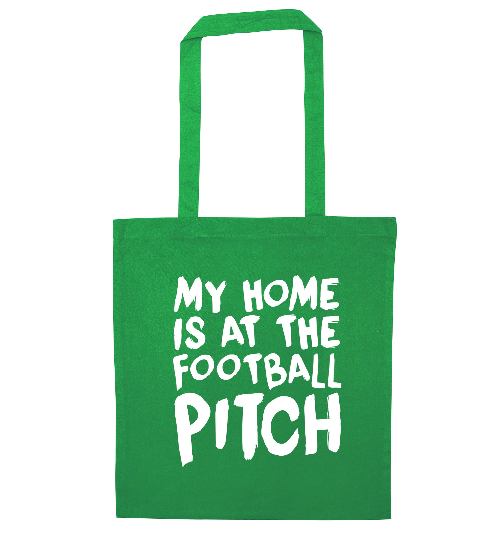 My home is at the football pitch green tote bag
