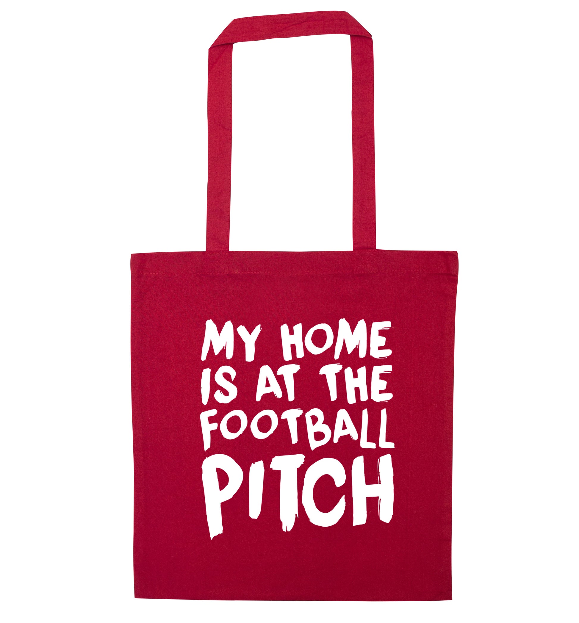 My home is at the football pitch red tote bag