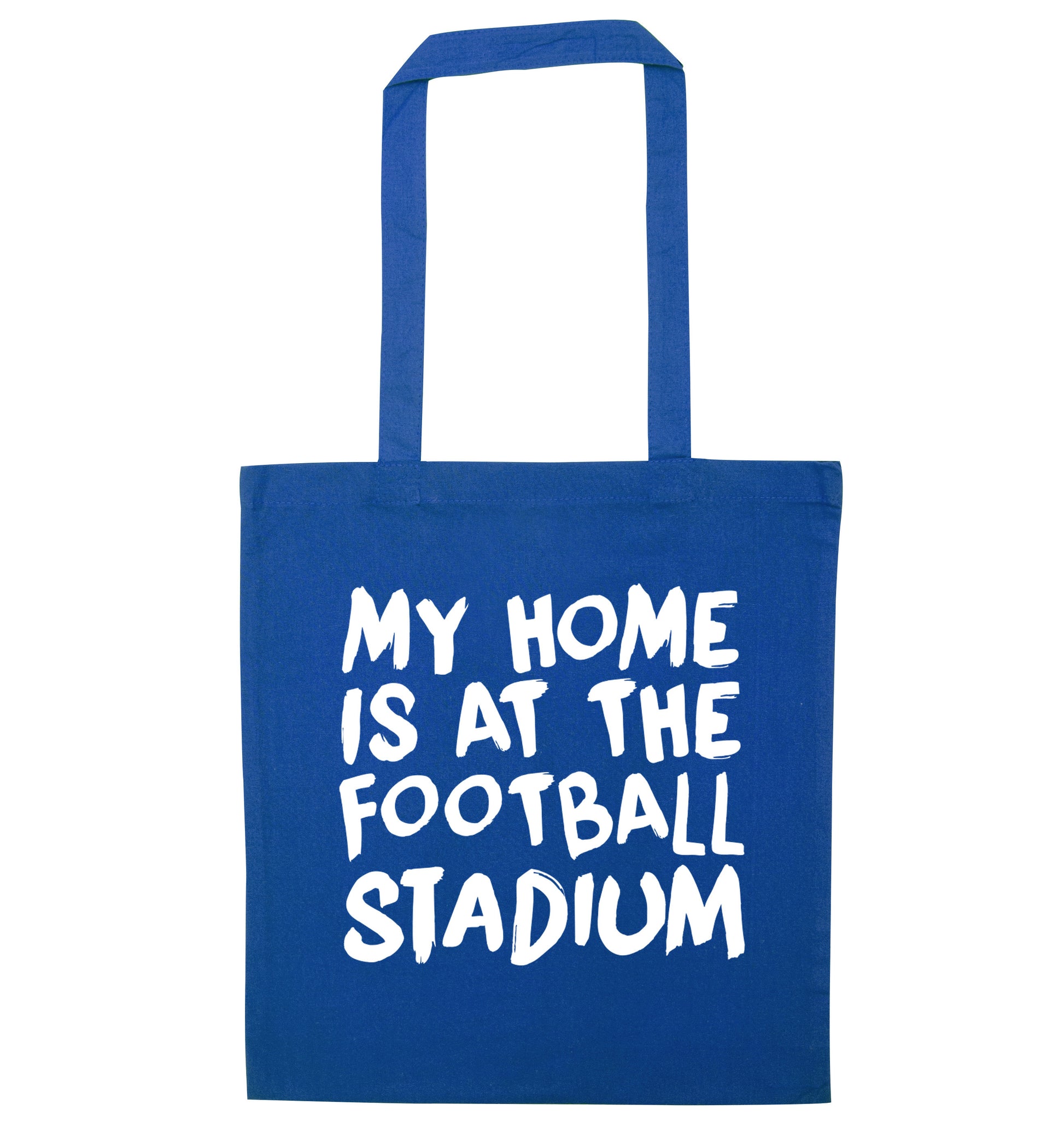 My home is at the football stadium blue tote bag