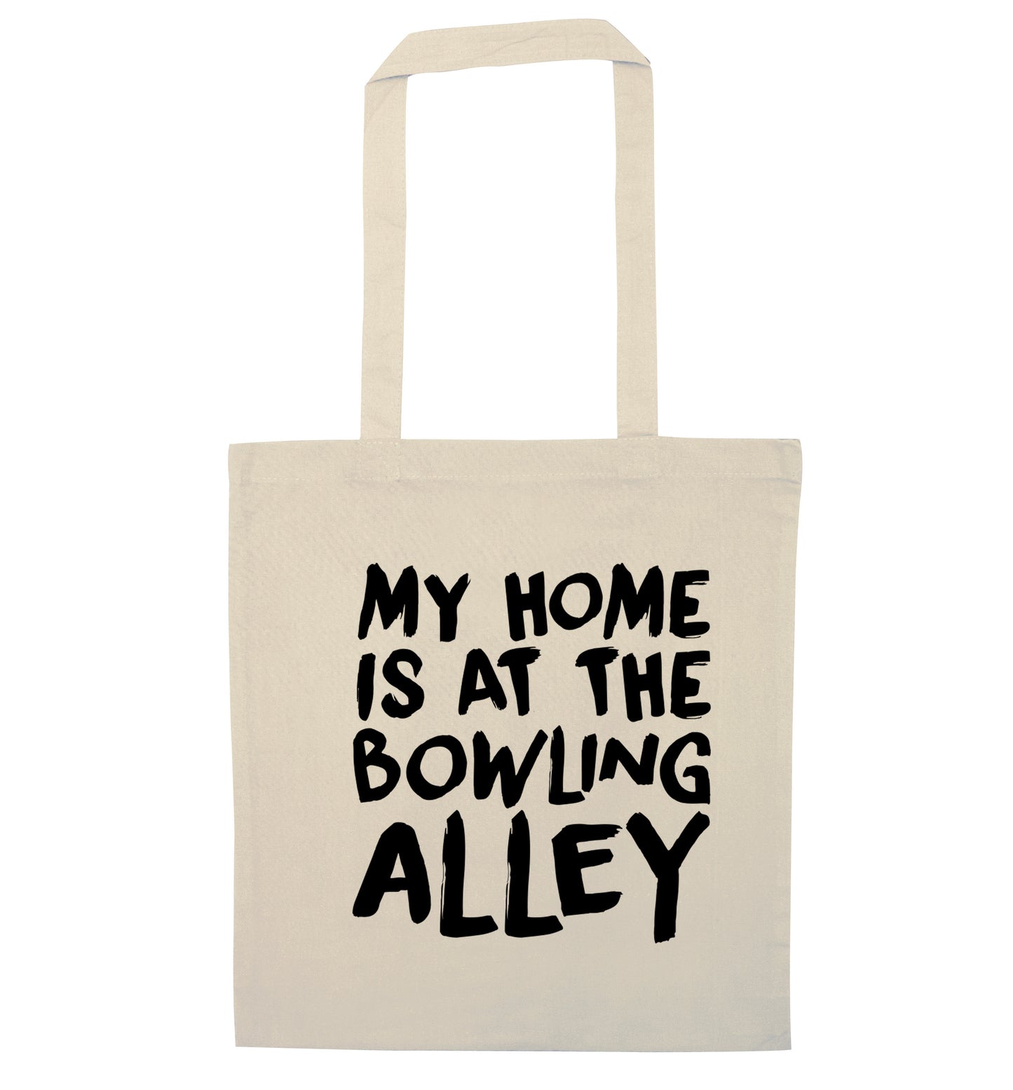 My home is at the bowling alley natural tote bag