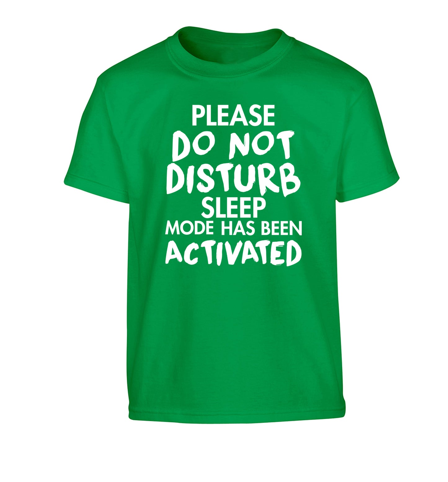 Please do not disturb sleeping mode has been activated Children's green Tshirt 12-14 Years