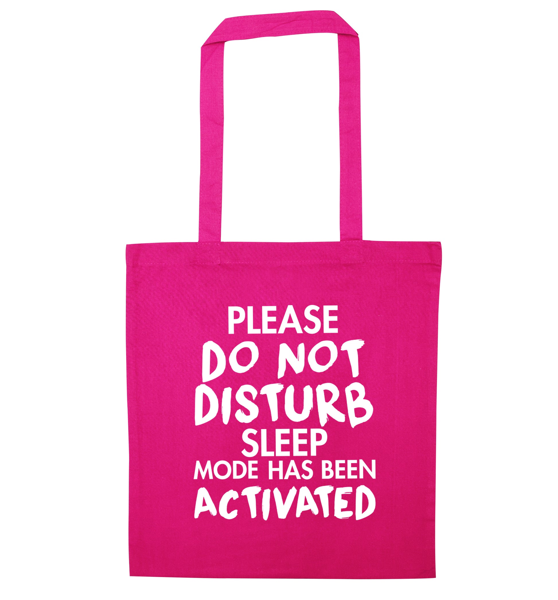 Please do not disturb sleeping mode has been activated pink tote bag