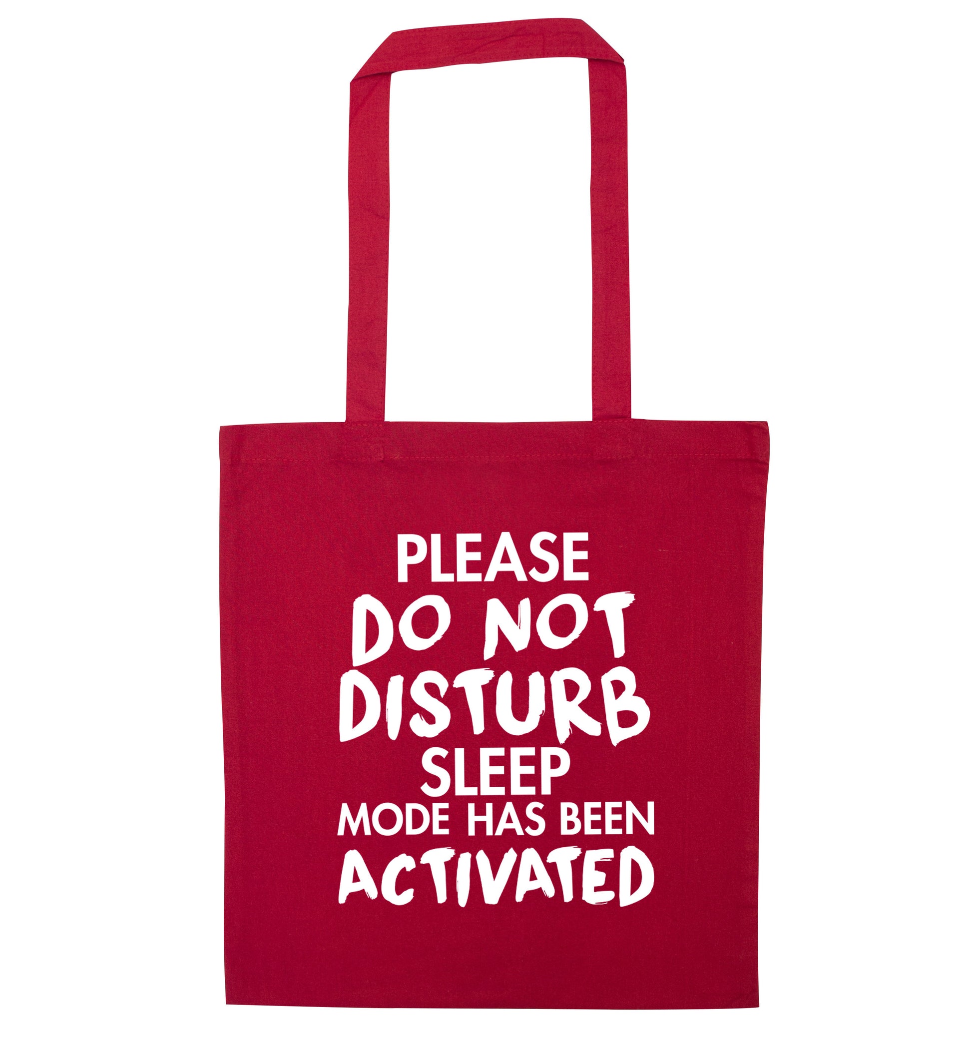 Please do not disturb sleeping mode has been activated red tote bag