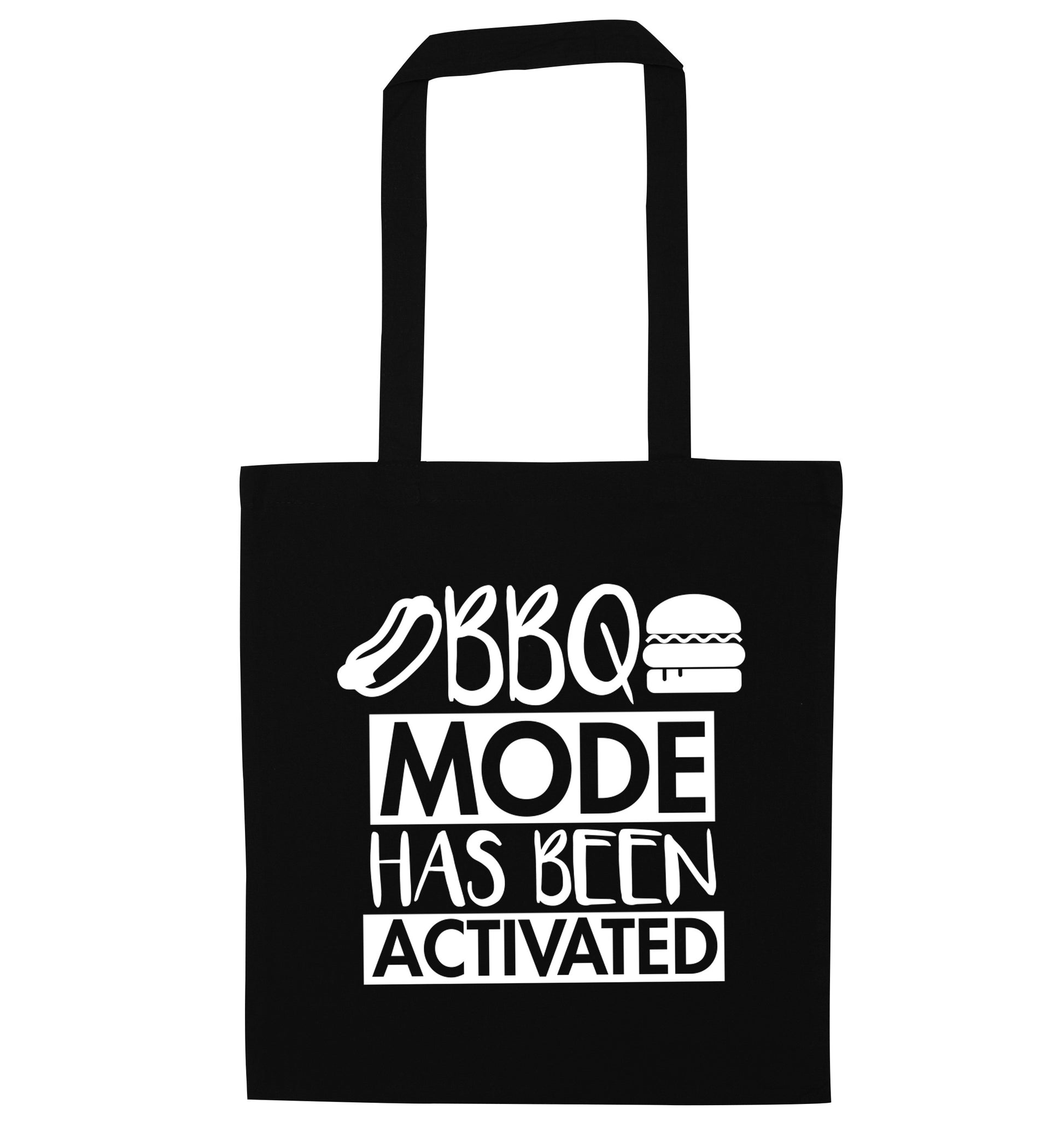 Bbq mode has been activated black tote bag